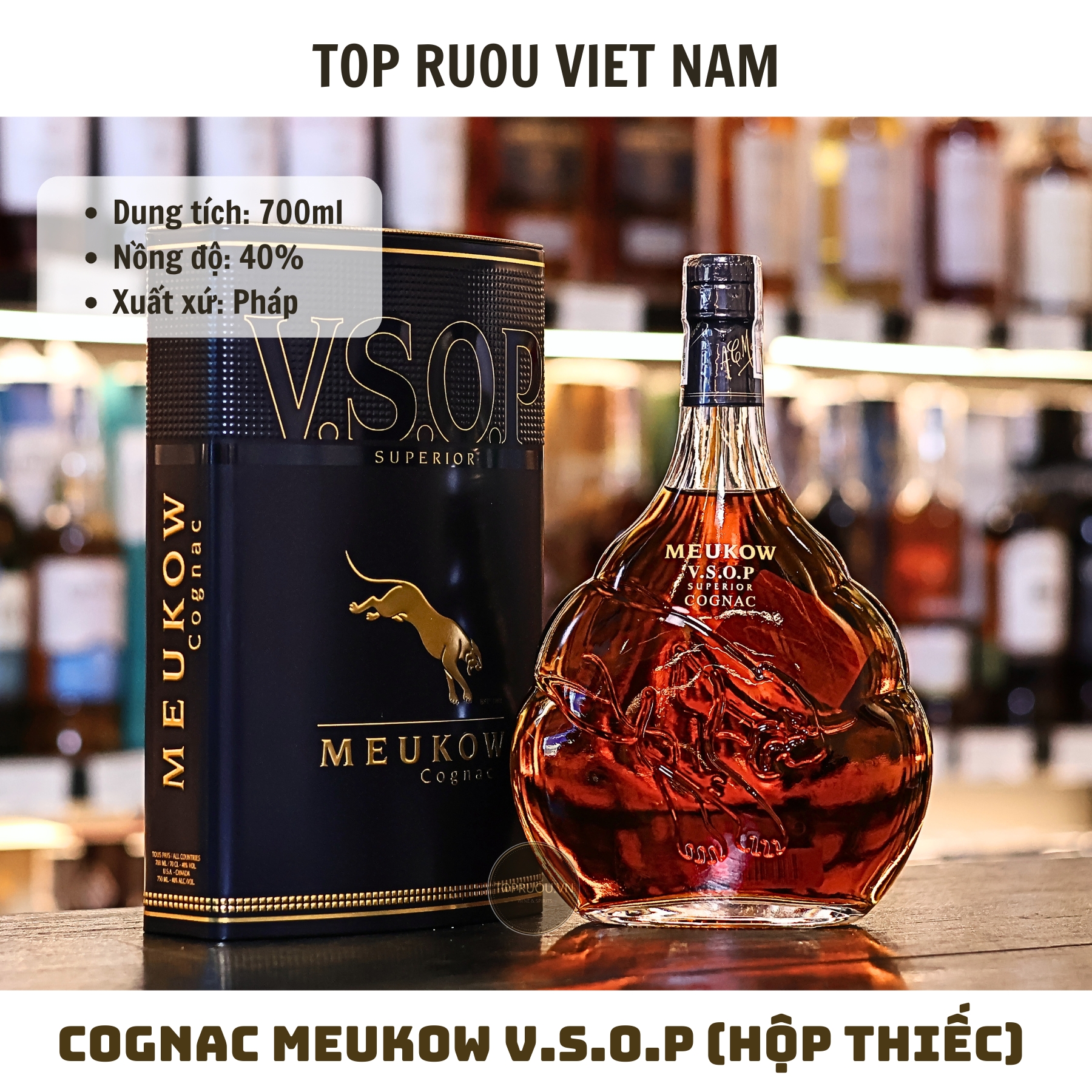 Cognac Meukow VSOP (Hộp thiếc) - 700ml - 40% - Pháp