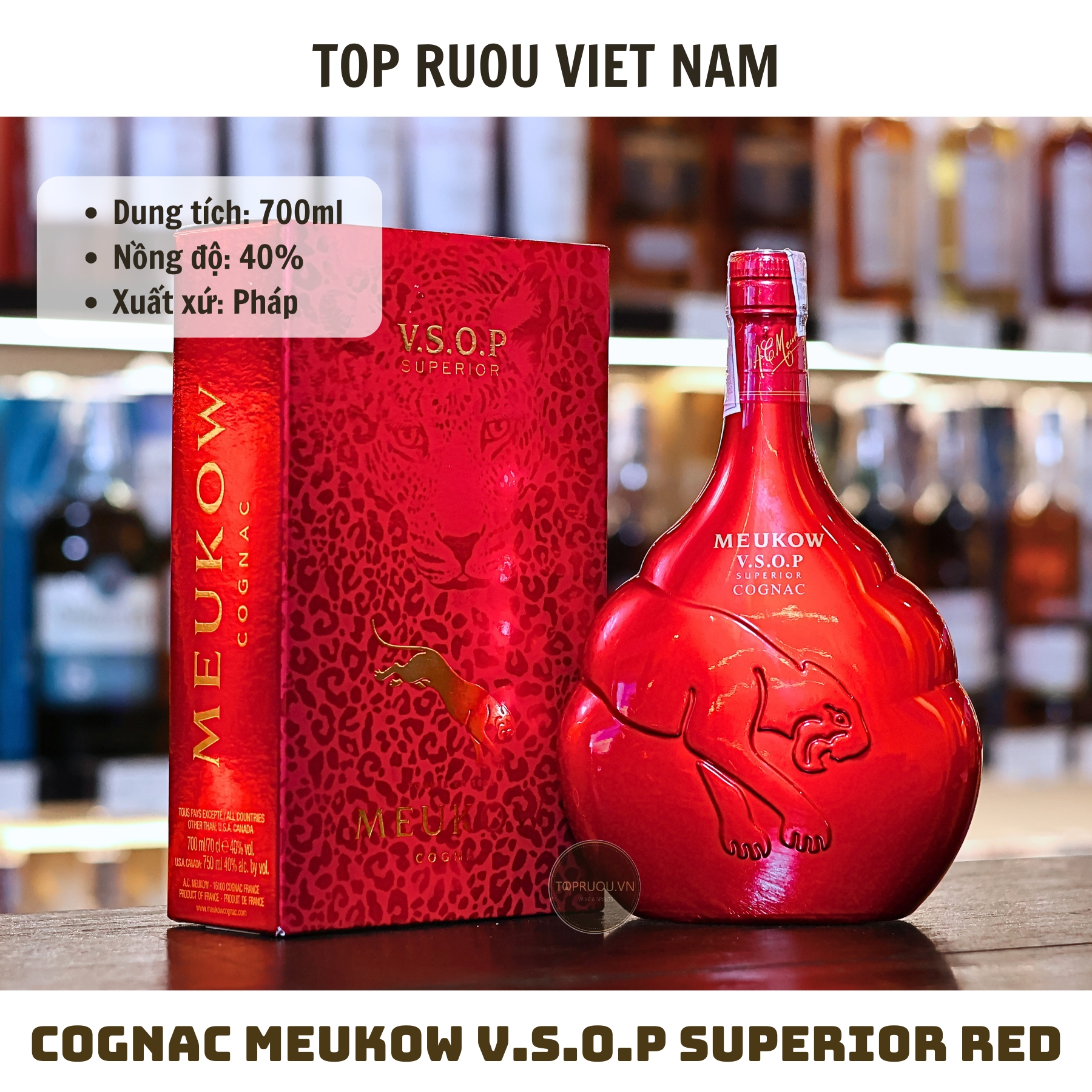 Cognac Meukow VSOP Superior Red - 700ml - 40% - Pháp