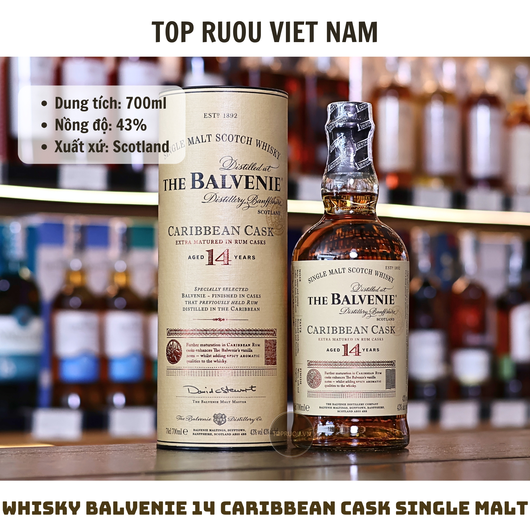 Whisky  Balvenie 14 Caribbean Cask Single Malt - 700ml - 43% - Scotland