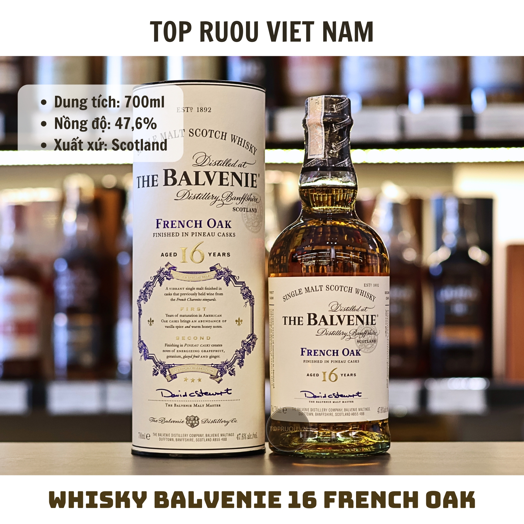 Whisky Balvenie 16 French OAK Single Malt  - 700ml - 47,6% - Scotland