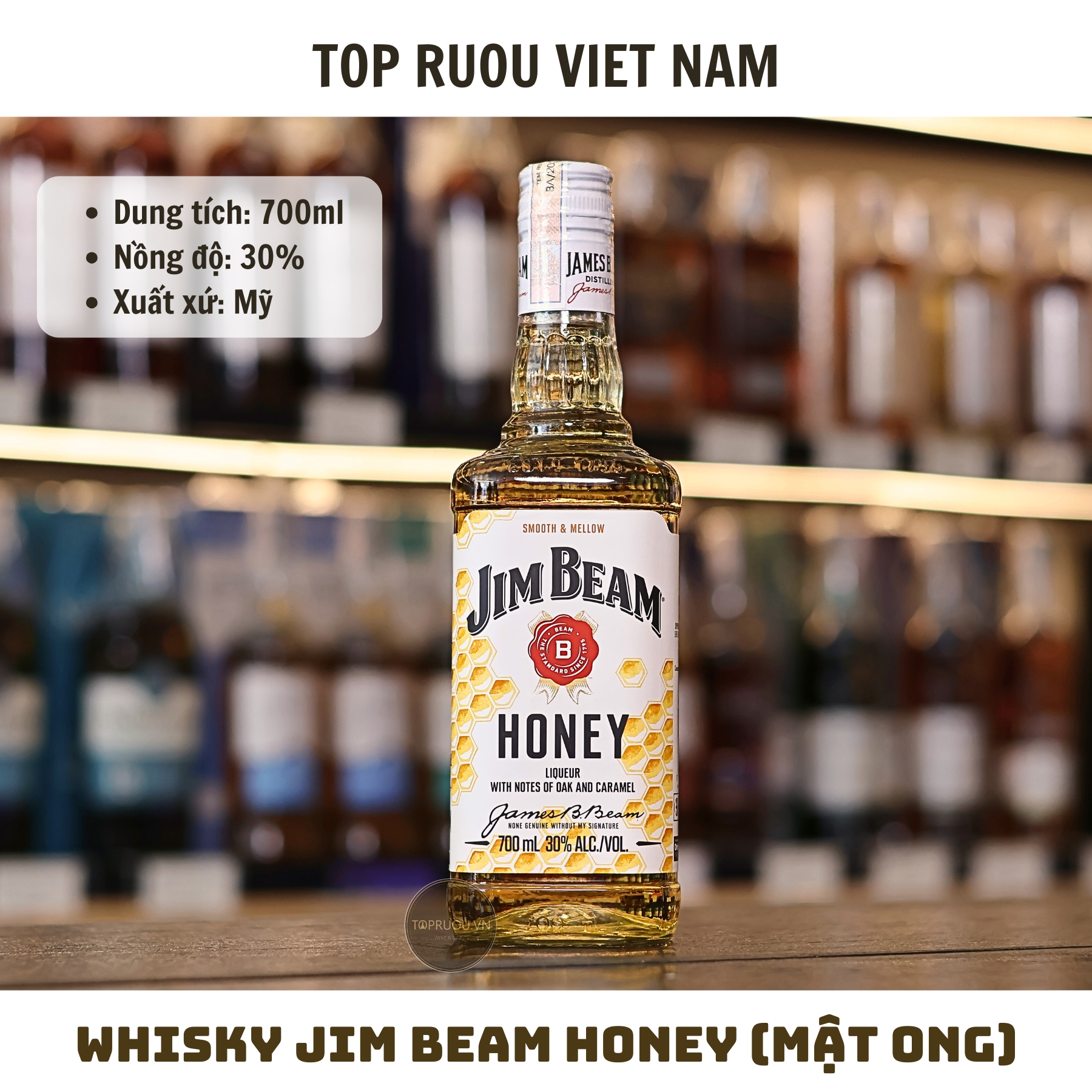 Whisky Jim Beam Honey Kentucky Straight Bourbon - 700ml - 30% - Mỹ