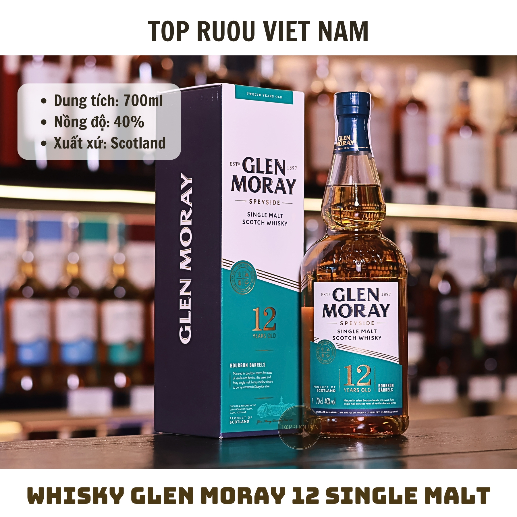 Whisky Glen Moray 12 Speyside Single Malt - 700ml - 40% - Scotland