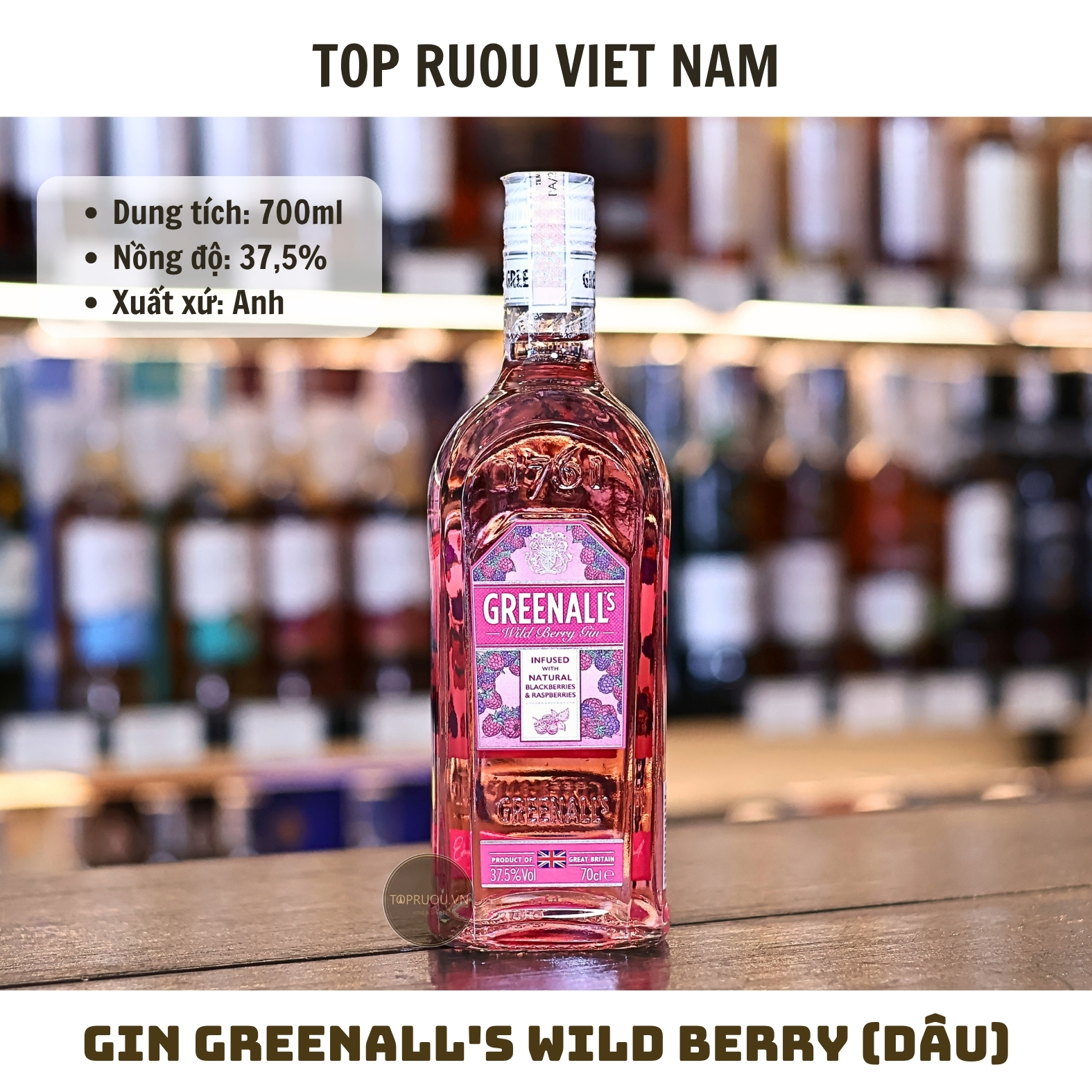 Gin Greenall's Wild Berry - 700ml - 40% - Anh