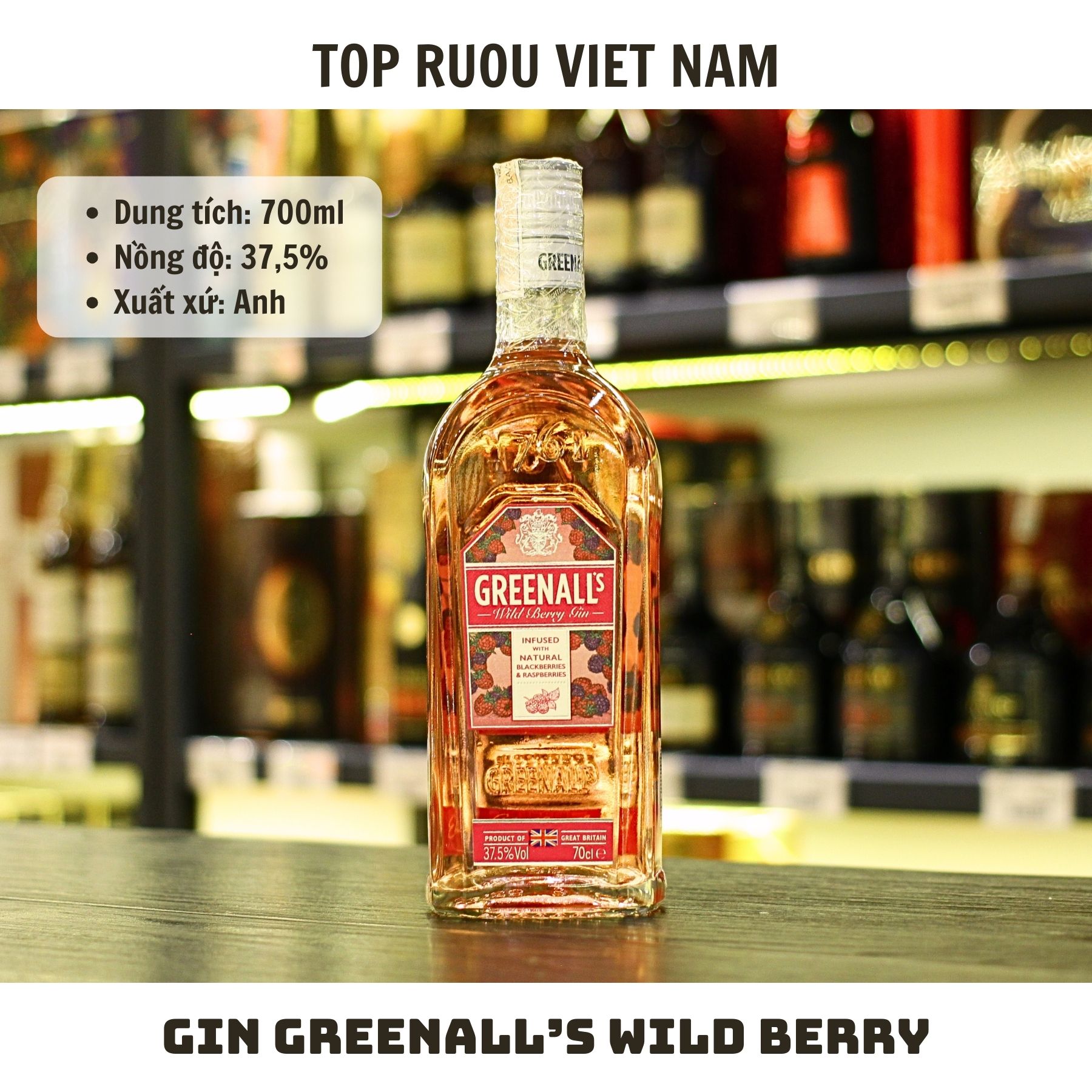 Gin Greenall's Wild Berry 700ml - 40% - Anh