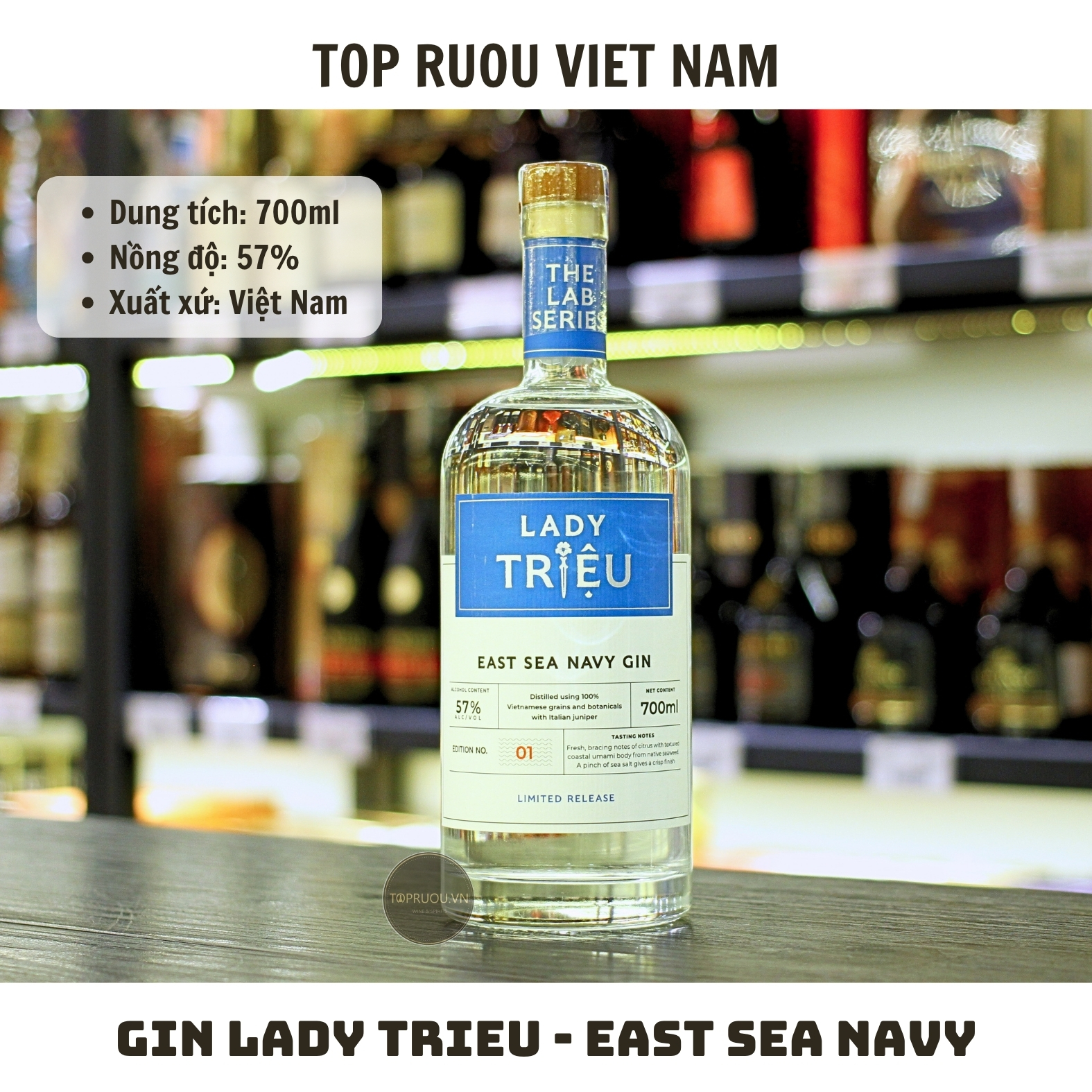 Gin Lady Trieu - East Sea Navy - 700ml - 57% - Việt Nam