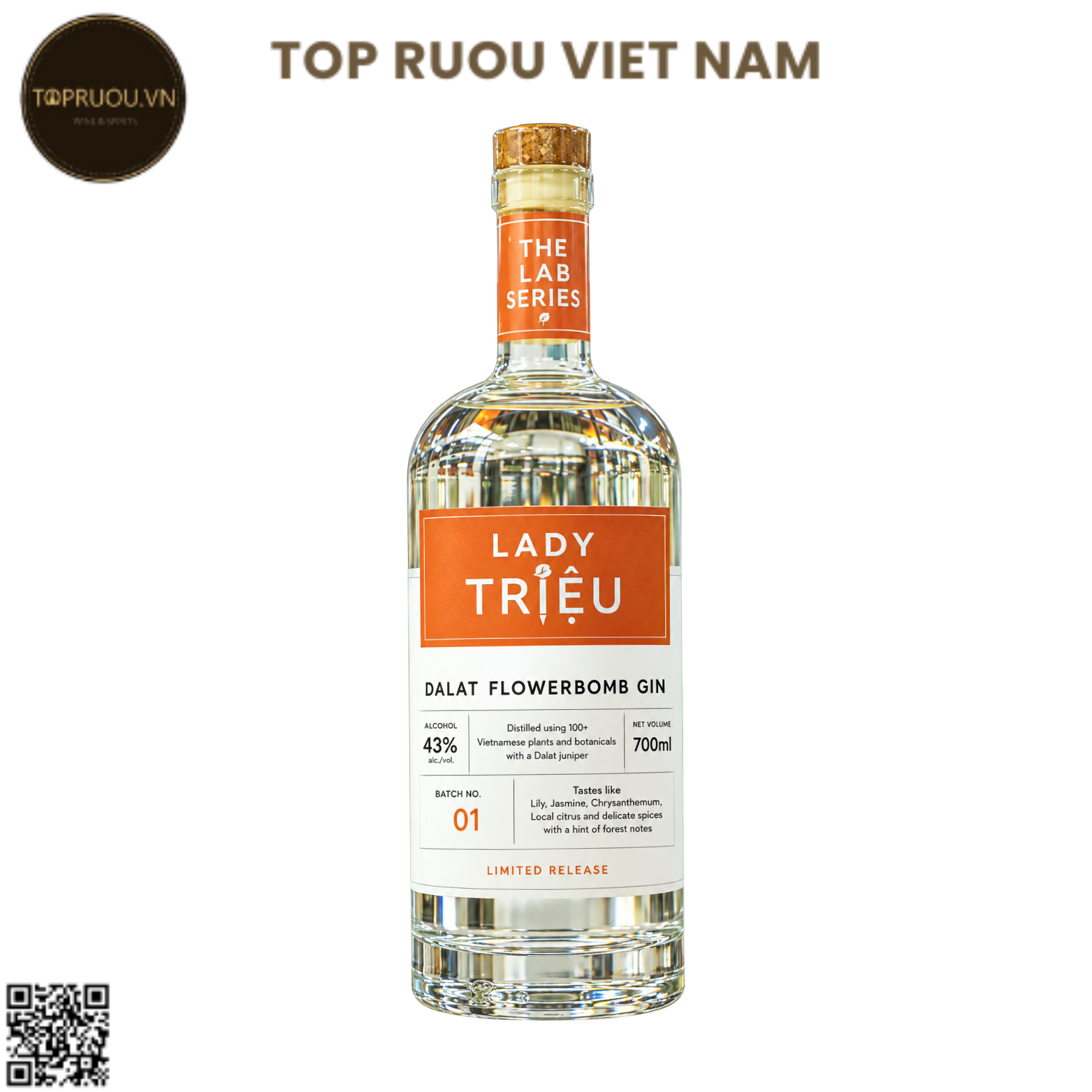 Gin Lady Trieu - Dalat Flowerbomb - 700ml - 45% - Việt Nam