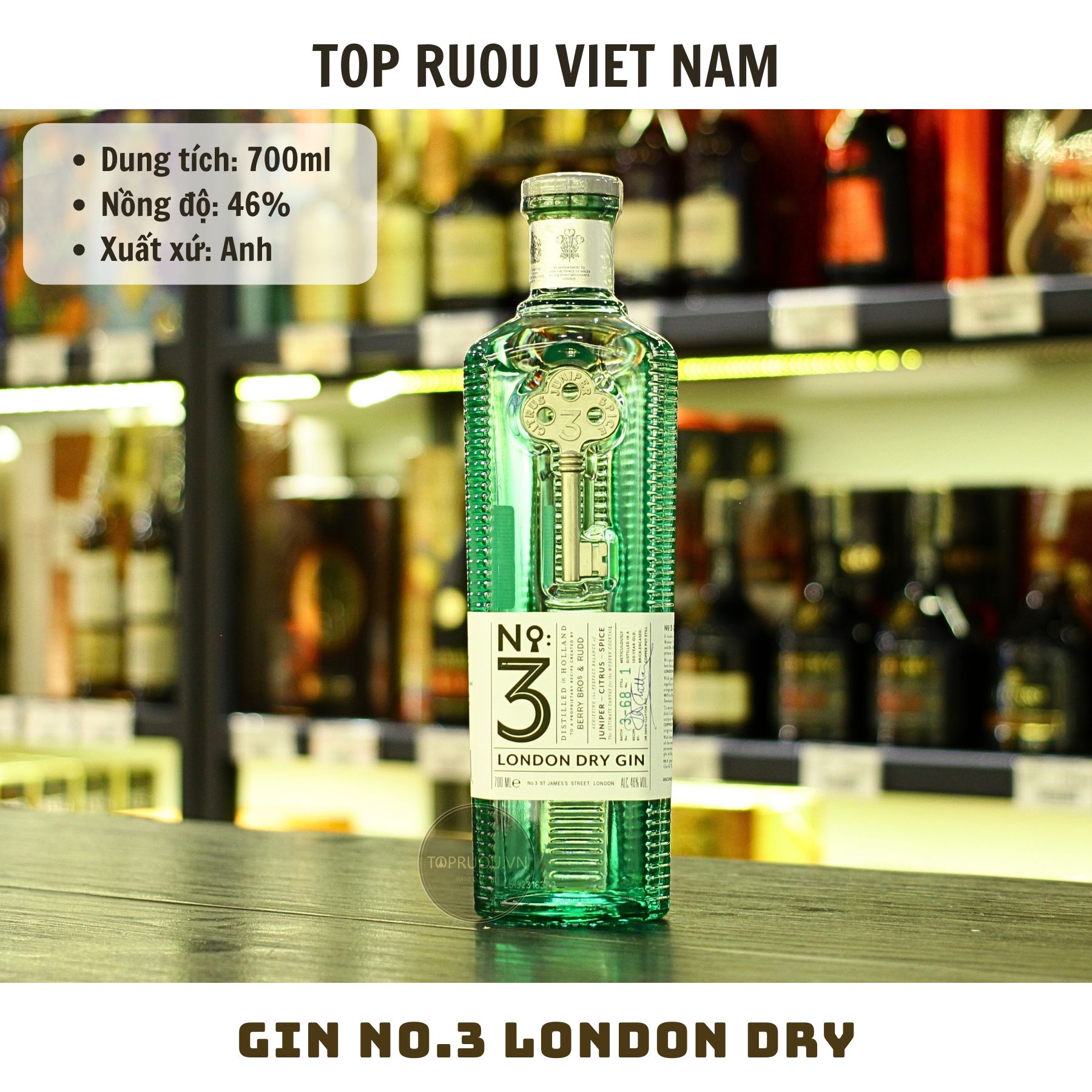 Gin No.3 London Dry 700ml - 40% - Anh