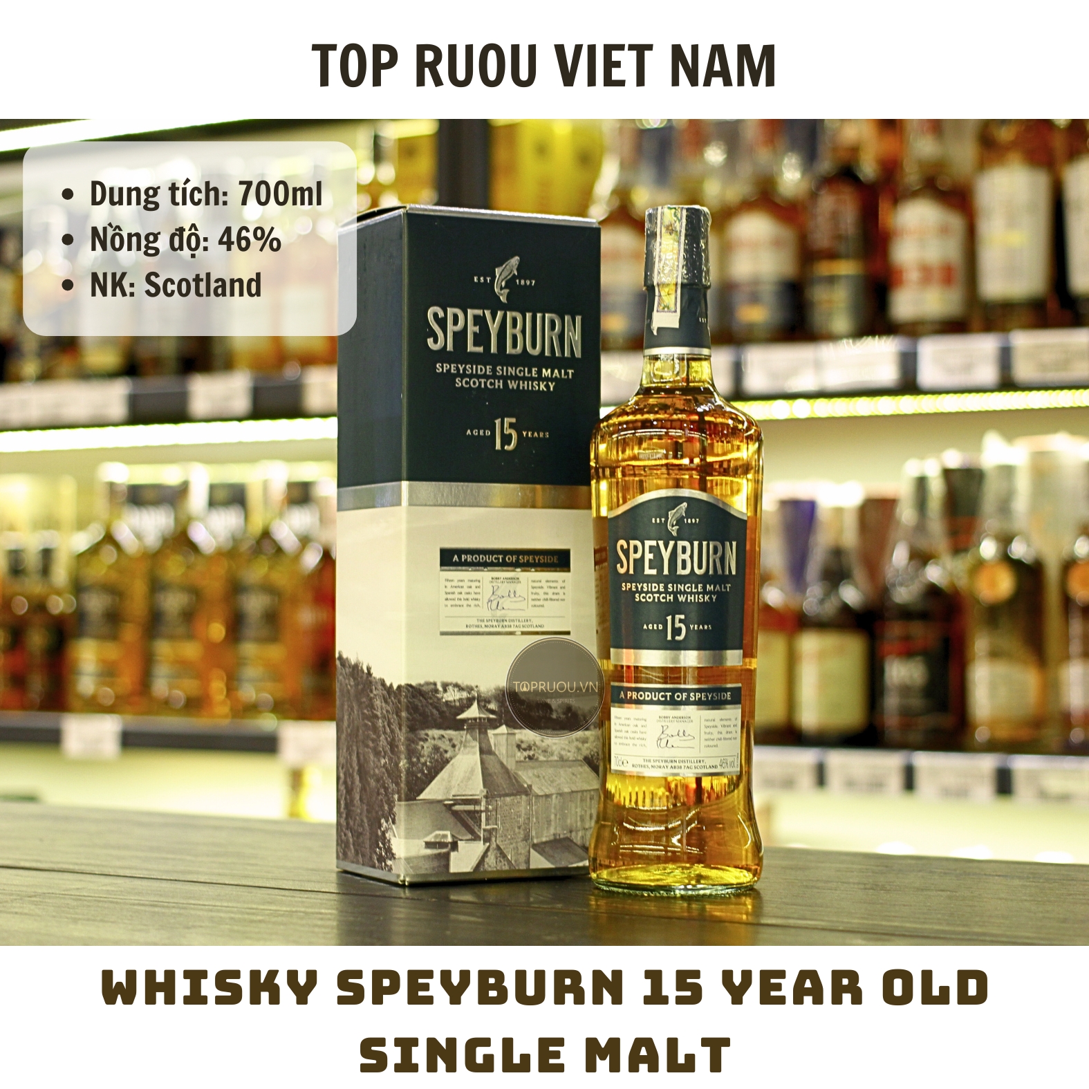 Whisky Speyburn 15 Year Old Single Malt - 700ml - 46% - Scotland