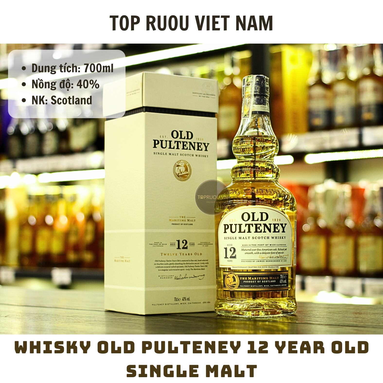 Whisky Old Pulteney 12 Year Old Single Malt - 700ml - 40% - Scotland