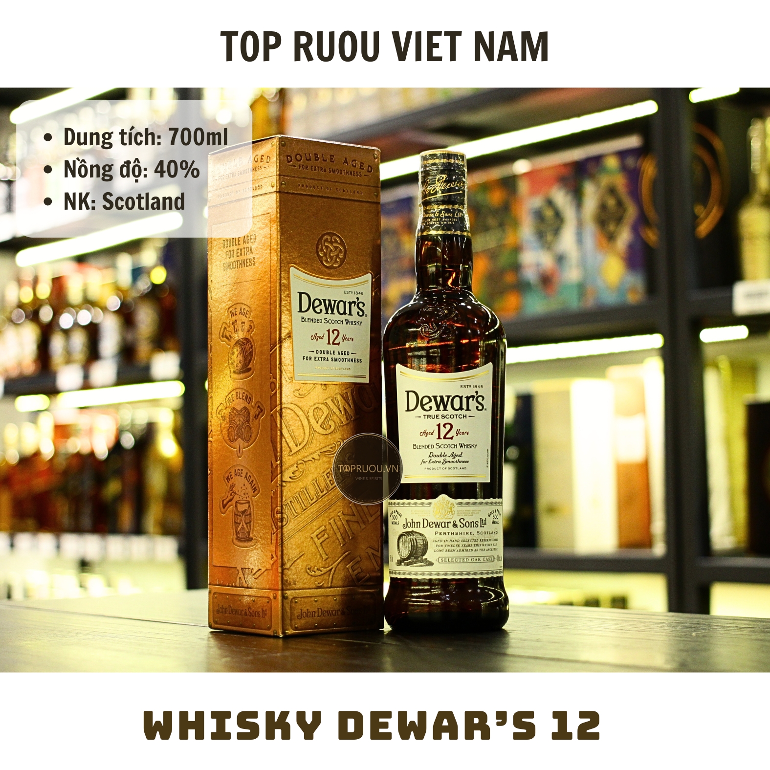 Whisky Dewar's 12 Years Blended Scotch - 700ml - 40% - Scotland
