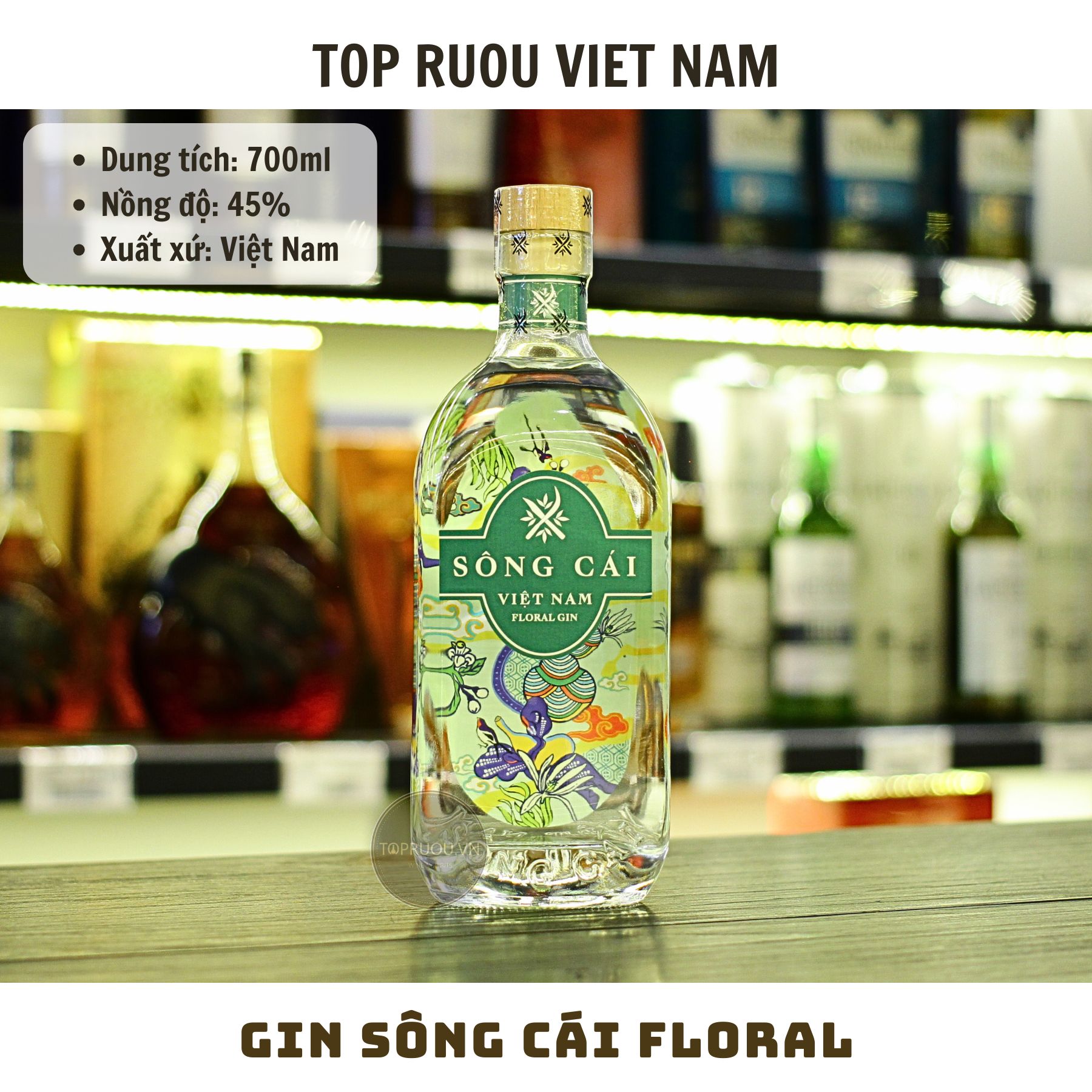 Gin Sông Cái Floral - 700ml - 45% -  Việt Nam