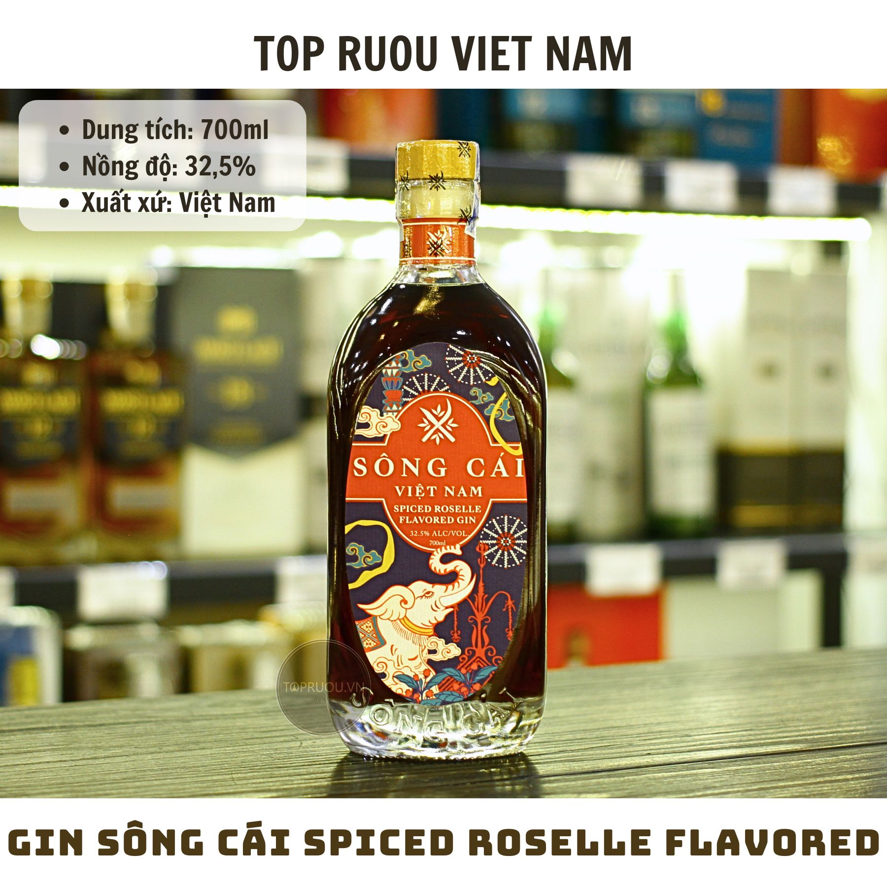 Gin Sông Cái Spiced Roselle Flavored - 700ml - 32,5% - Việt Nam