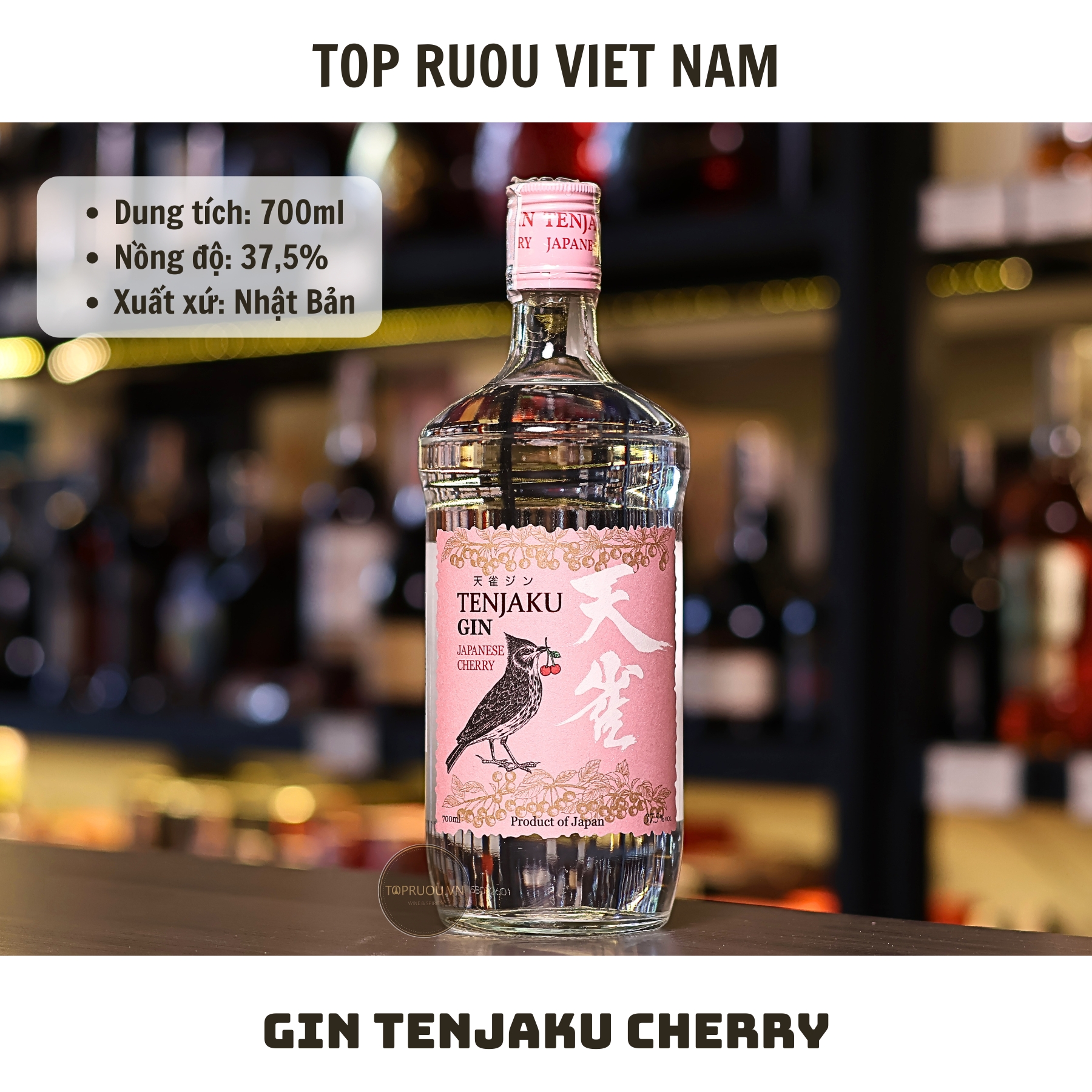 Gin Tenjaku Cherry - 700ml - 37,5% - Nhật Bản