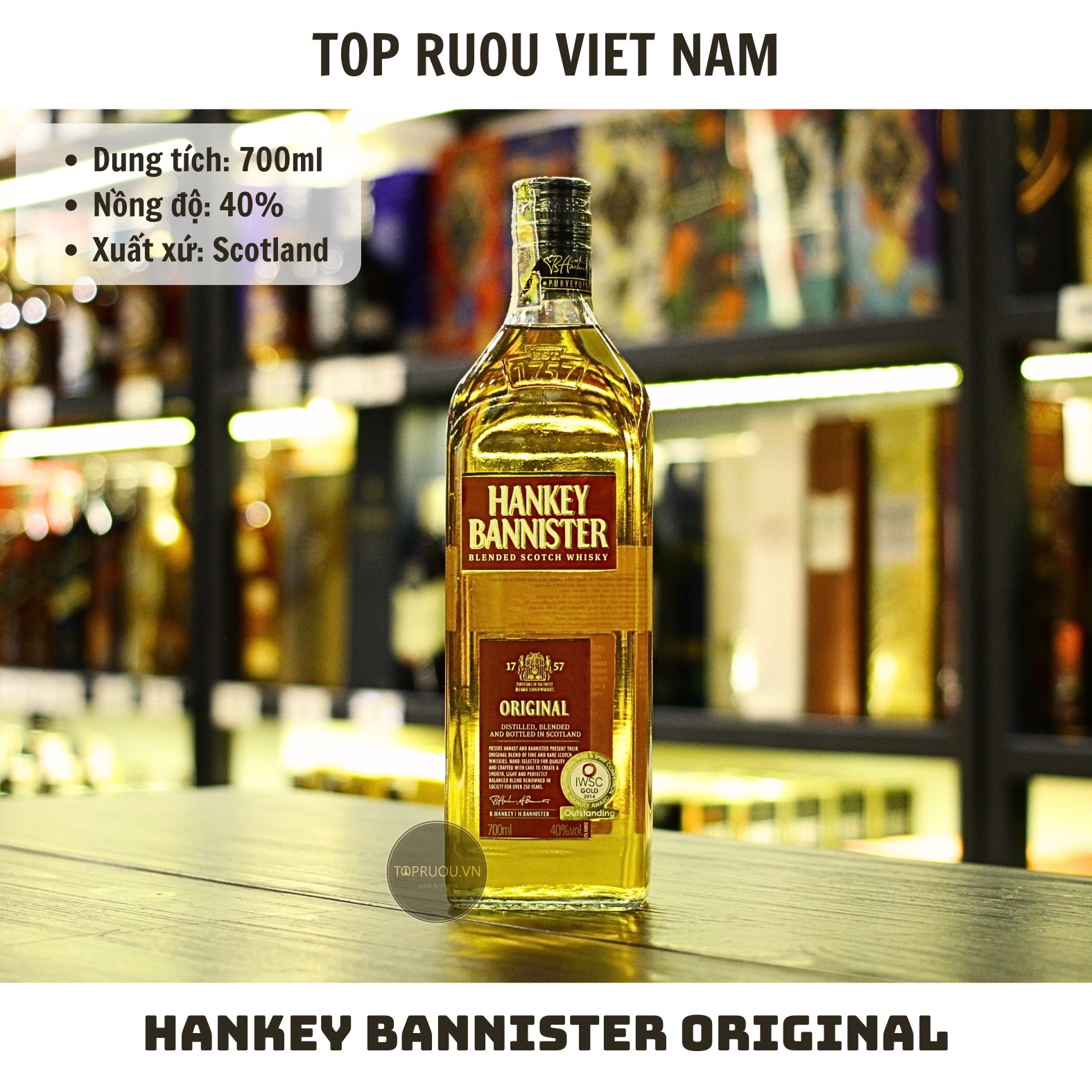 Whisky Hankey Bannister Original Blended Scotch - 700ml - 40% - Scotland