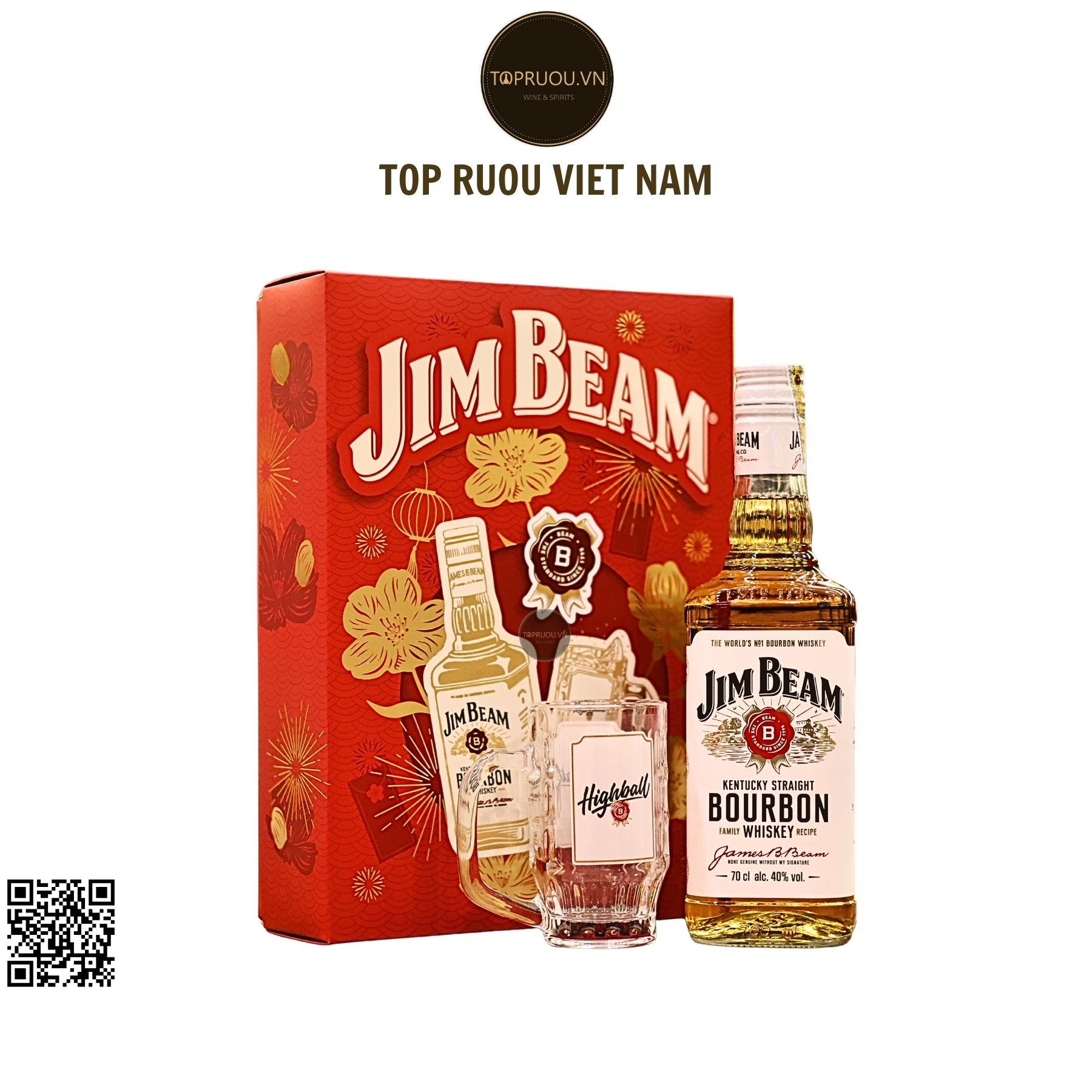 Whisky Jim Beam White Hộp Quà F26 - 700ml - 40% - Mỹ