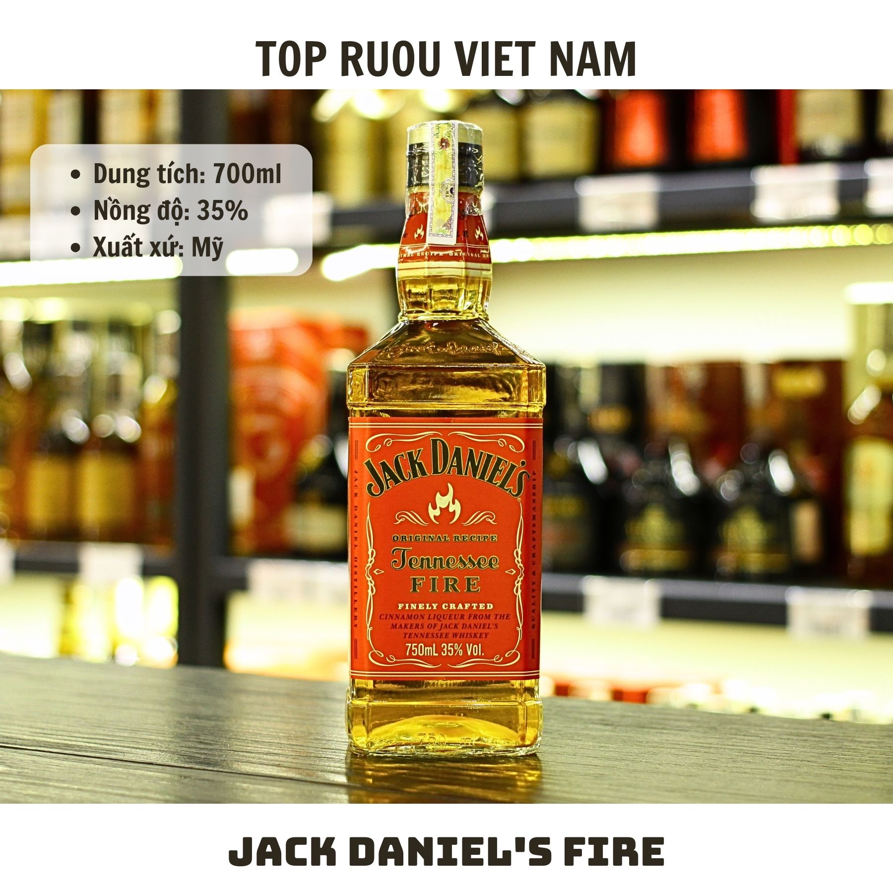 Whisky Jack Daniel's Tennessee Fire - 700ml - 35% -Mỹ