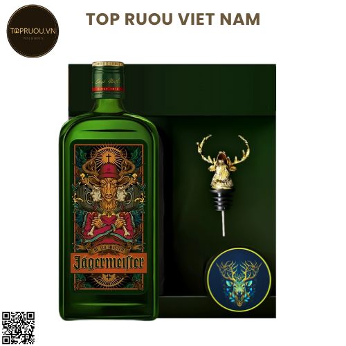 Jagermeister Thần Hươu + Hộp + Kèm Đầu Hươu Inox Xịn + Túi 700ml  - 35% - Đức