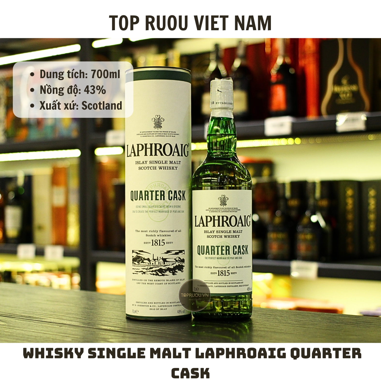 Whisky Laphroaig Quarter Casks Islay Single Malt - 700ml - 48% - Scotland