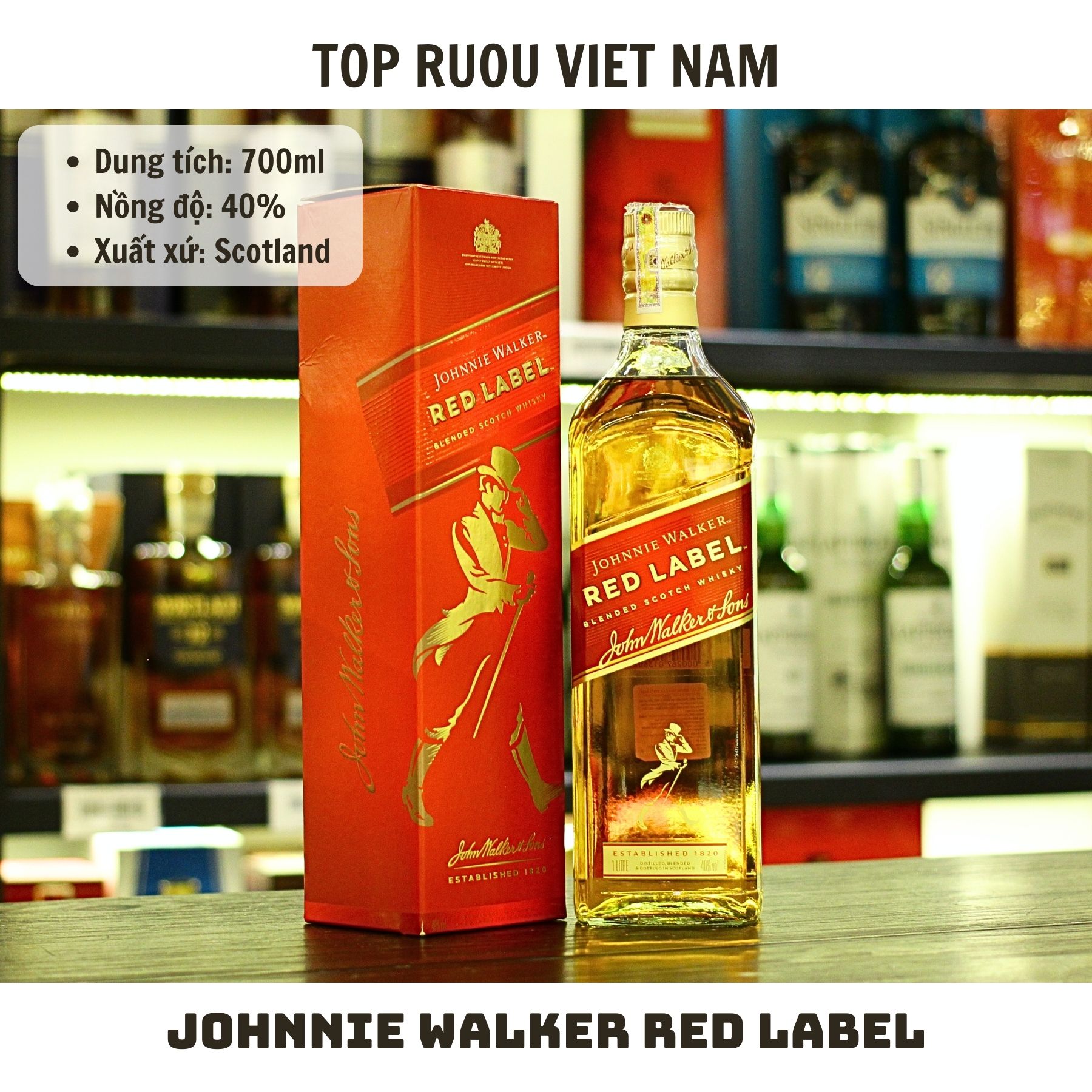 Whisky Johnnie Walker Red Label (Có Hộp) - 700ml - 40% - Scotland