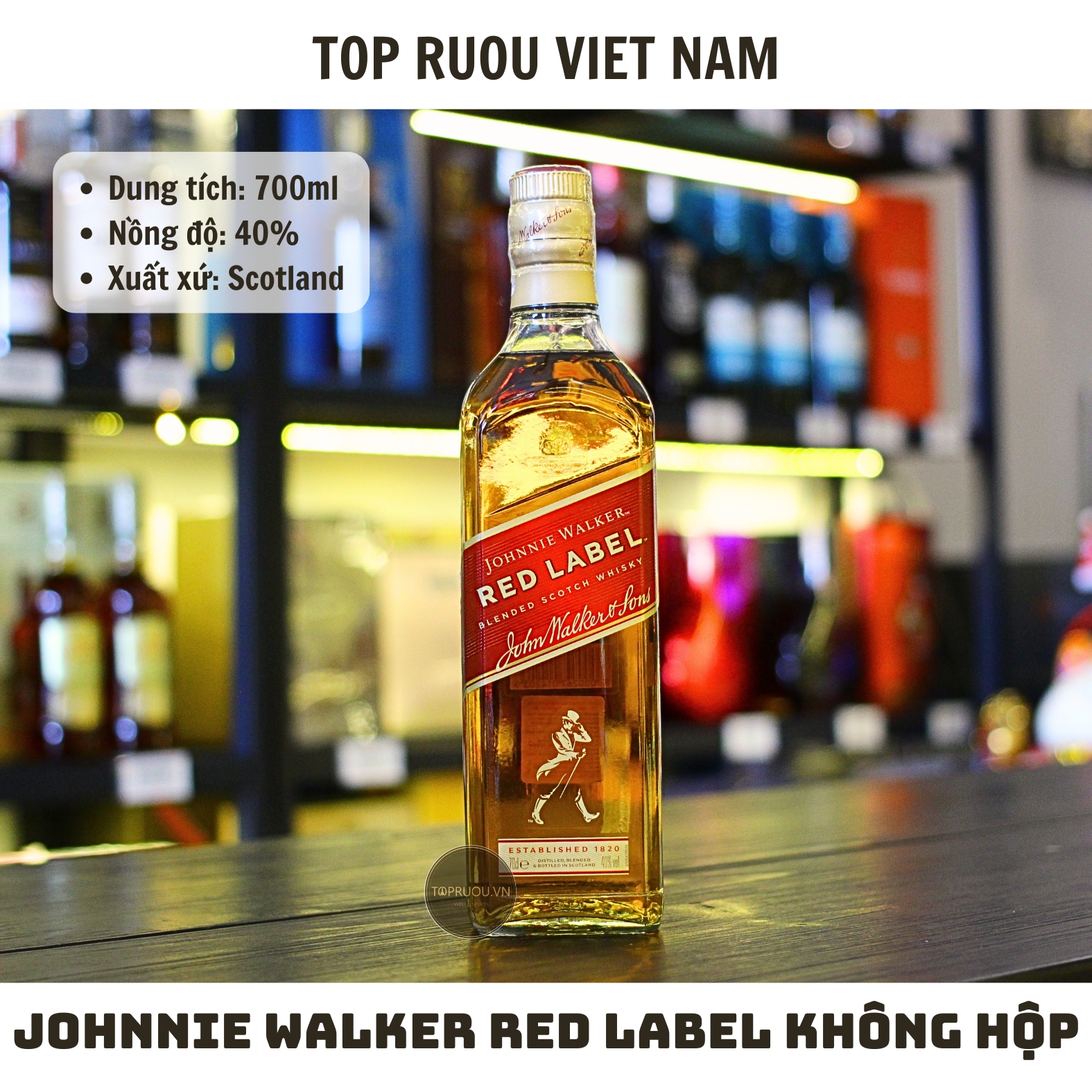 Whisky Johnnie Walker Red Label - 700ml - Không Hộp - 40% - Scotland