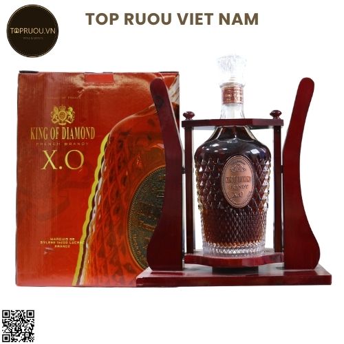 Kệ Rượu Gỗ Brandy XO King Of Diamond - 2000ml - 40% - Pháp