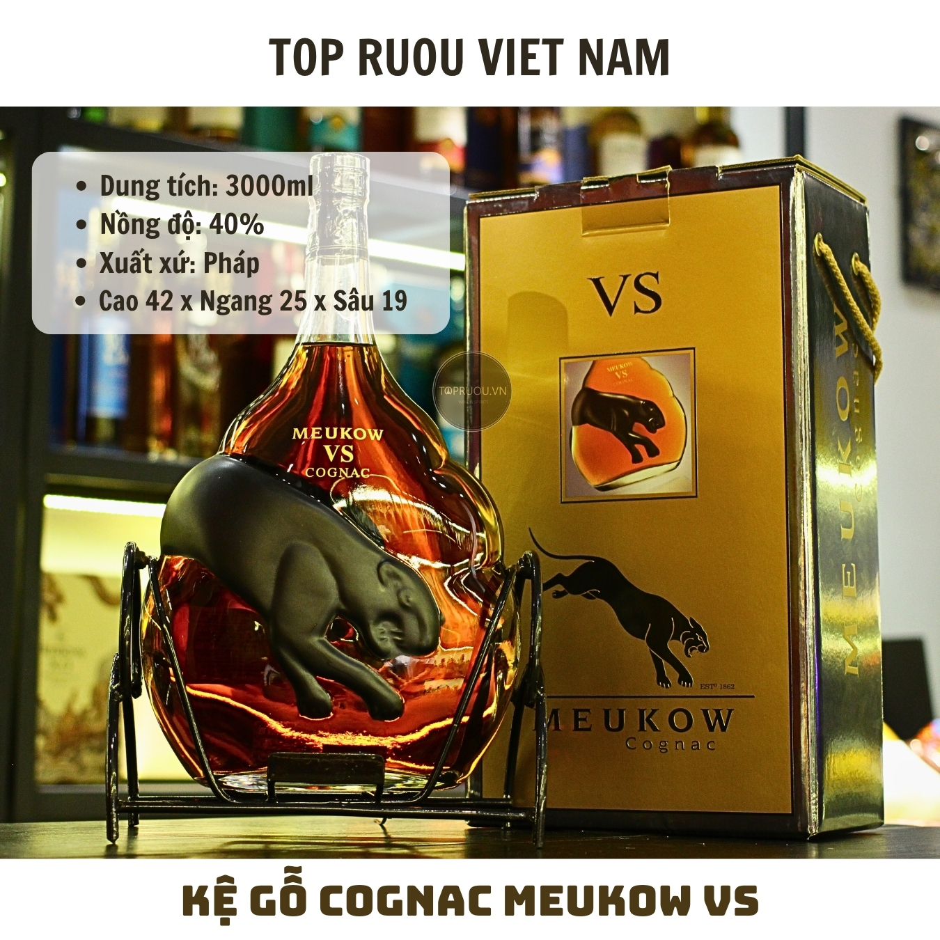 Kệ Cognac Meukow VS - 3000ml - 40% - Pháp