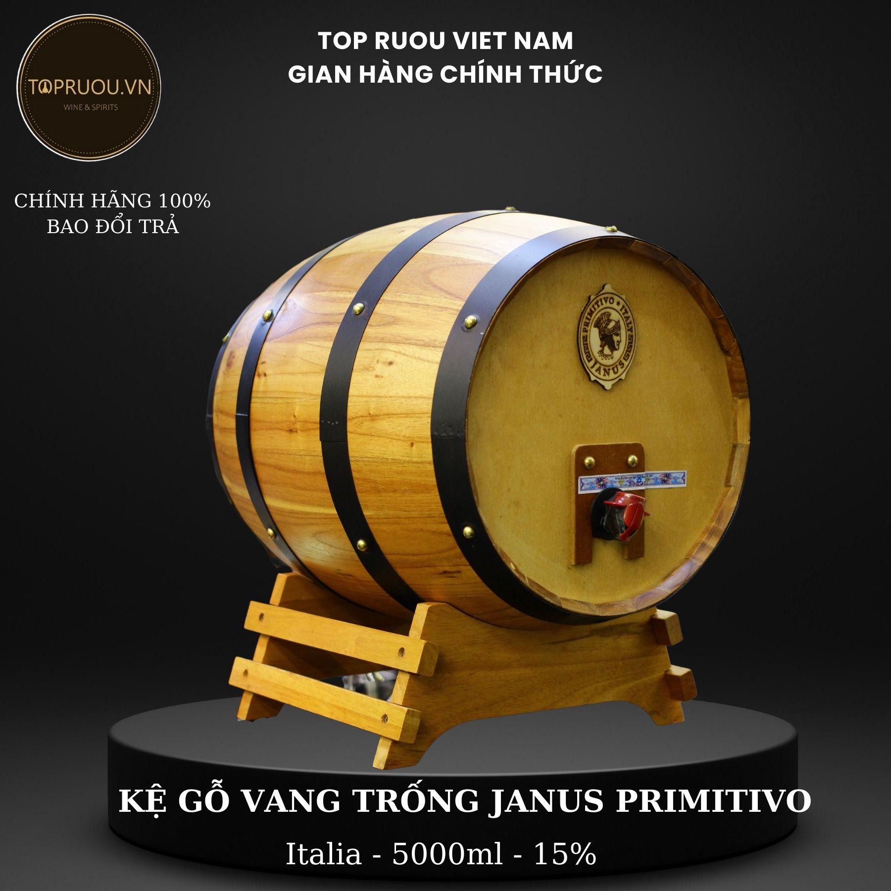 Kệ Gỗ Vang Trống Janus Primitivo - 5000ml - 15% - Italia