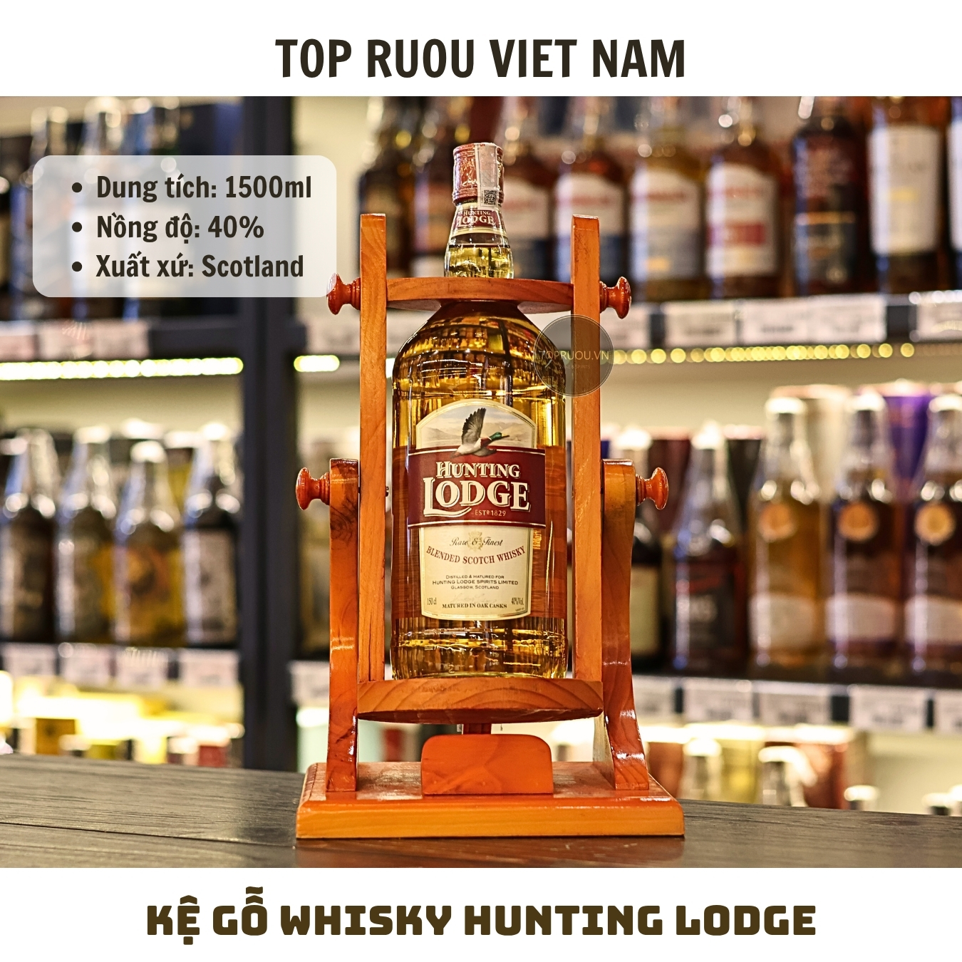 Kệ Gỗ Whisky Hunting Lodge - 1500ml - 40% - Scotland