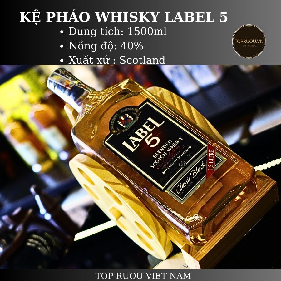 Kệ Gỗ Pháo Label 5 - 1500ml - 40% - Scotland