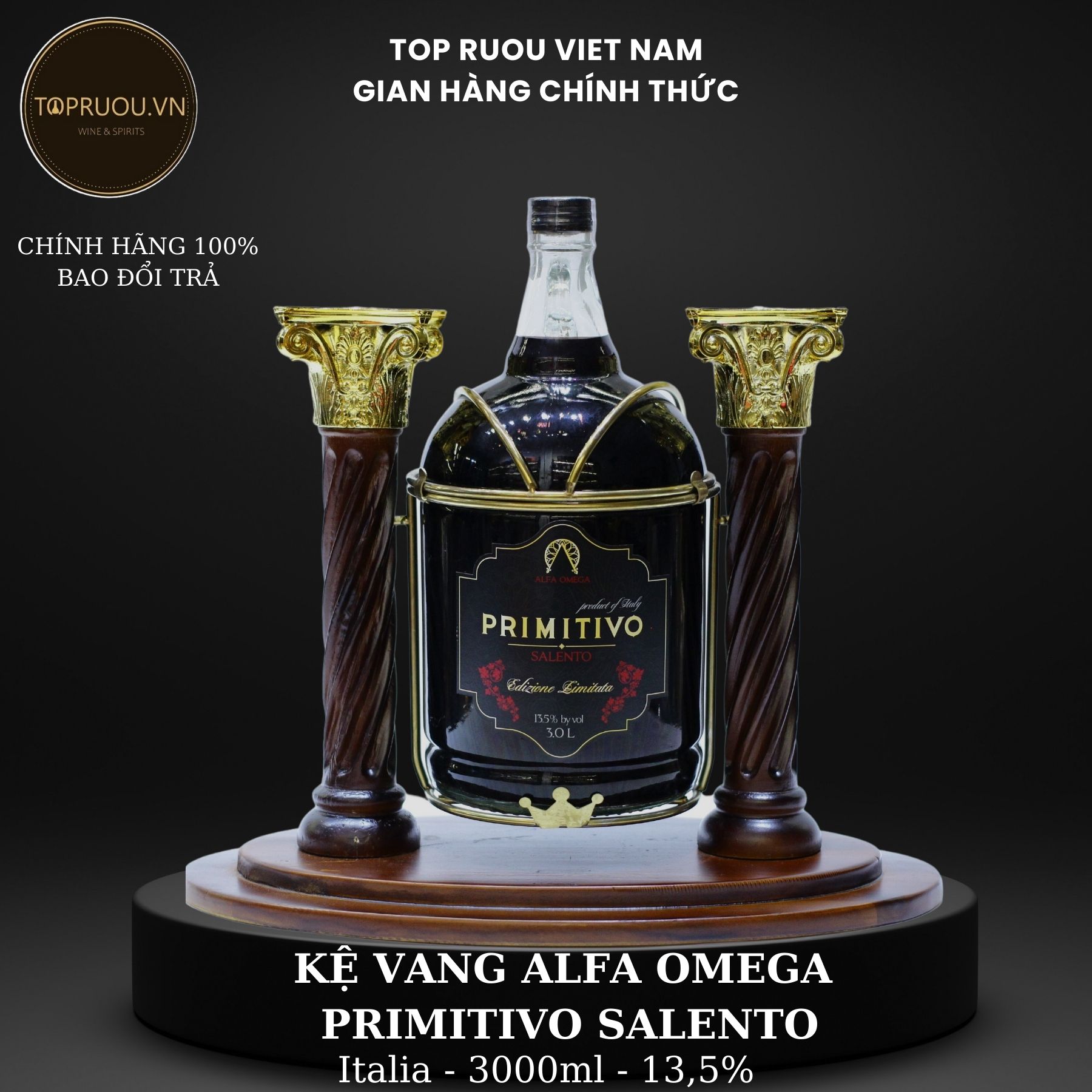 Kệ Gỗ Vang Alfa Omega Primitivo Salento - 3000ml - 13,5% - Italia
