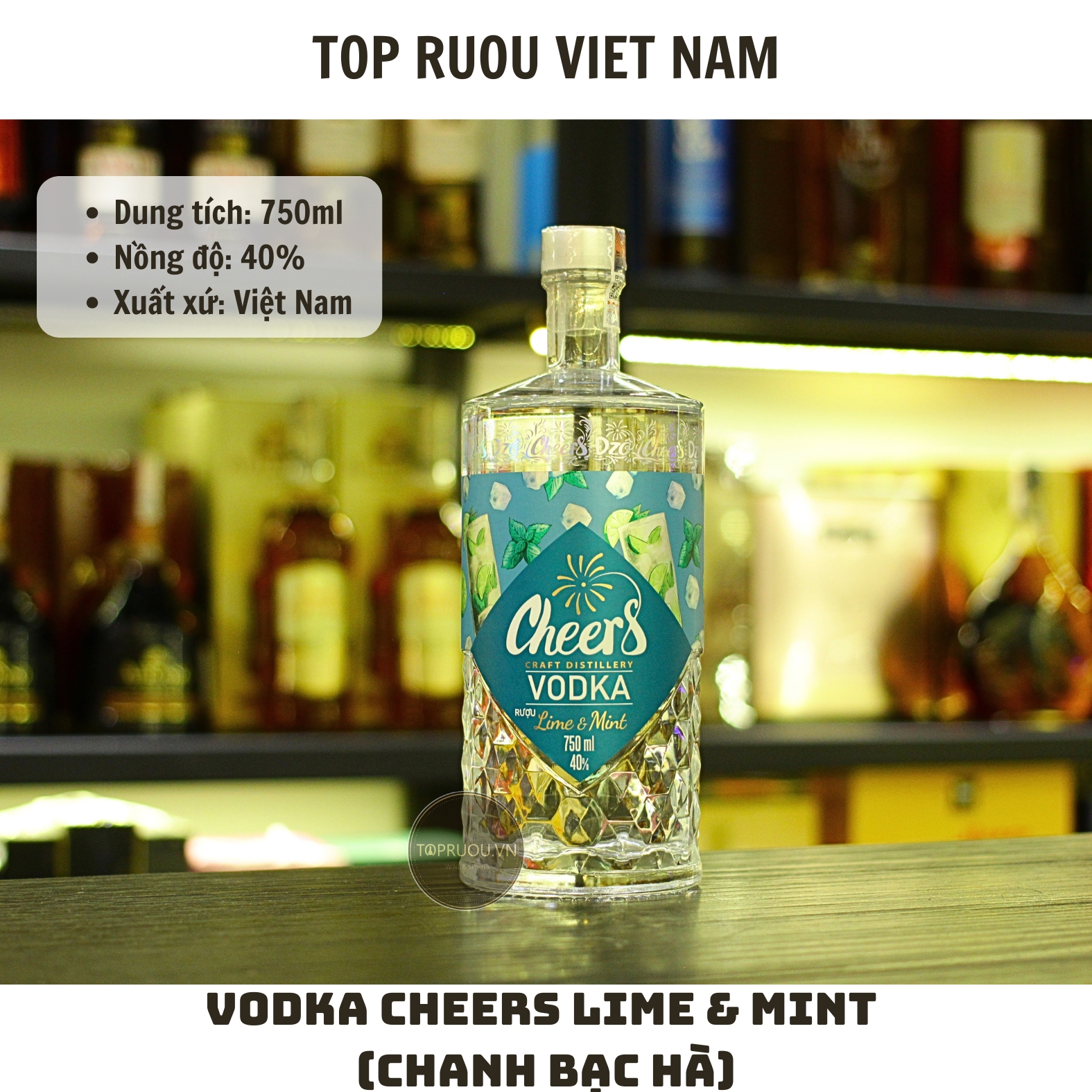 Vodka Cheers Lime & Mint  750ml - 40% - Việt Nam