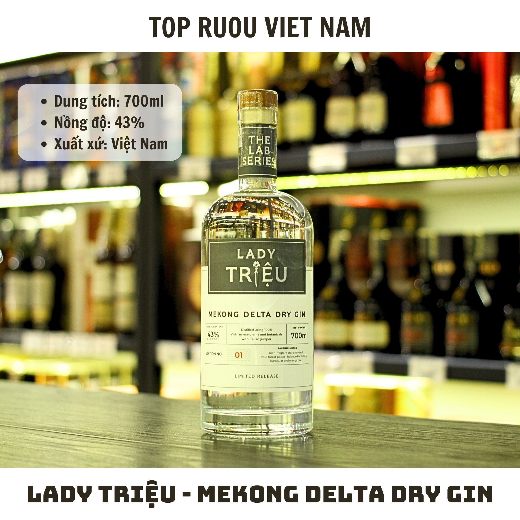 Gin Lady Trieu - Mekong Delta Dry - 700ml - 45% - Việt Nam