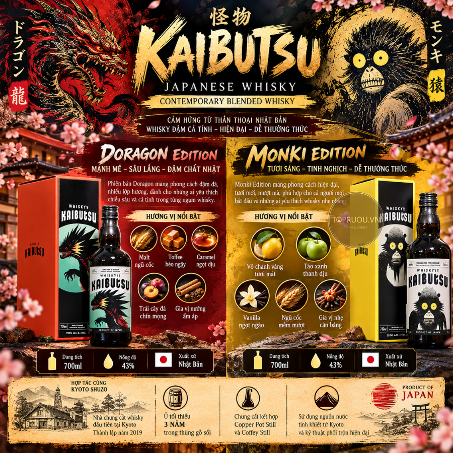 Whisky Kaibutsu Doragon Edition - 700ml - 43% - Nhật Bản