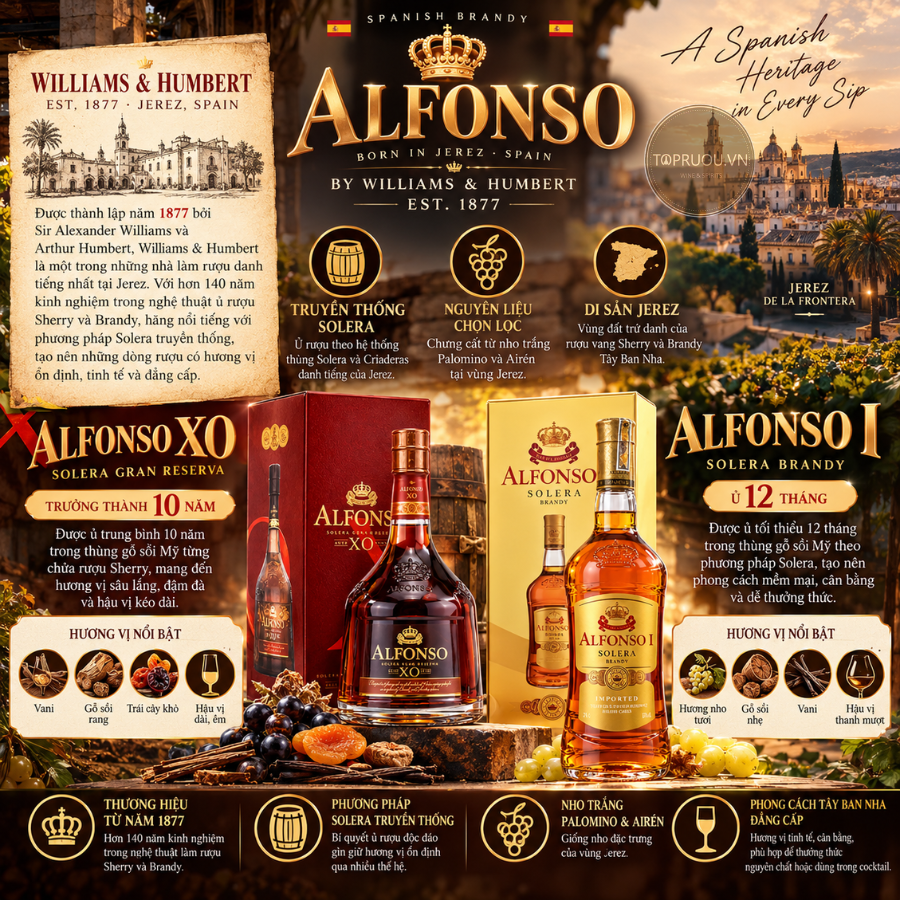 Brandy XO Alfonso - 700ml - 40% - Tây Ban Nha