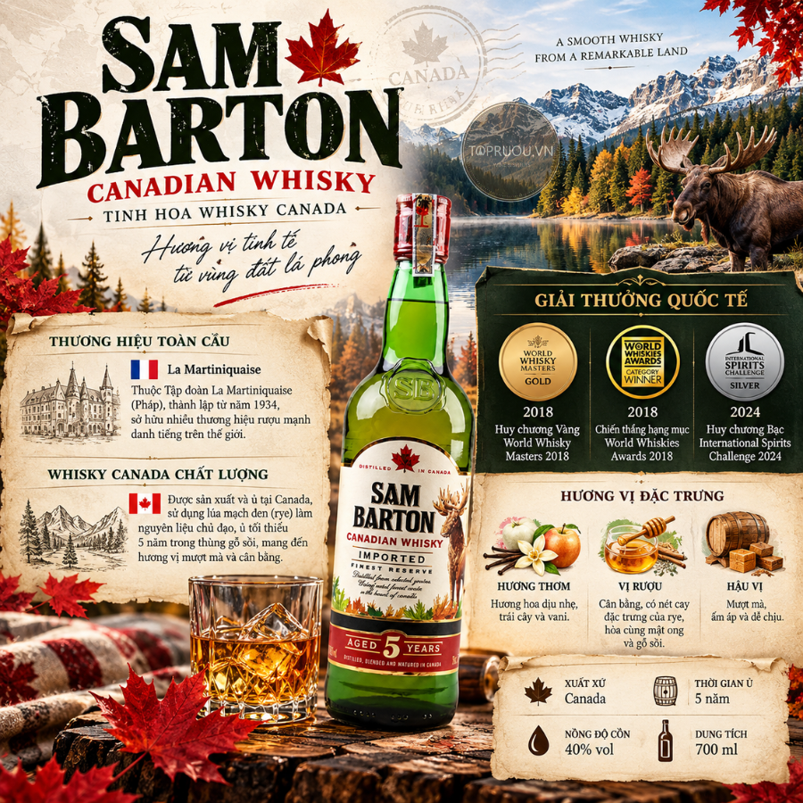Whisky Sam Barton Canadian 5 Years - 700ml - 40% - Canada