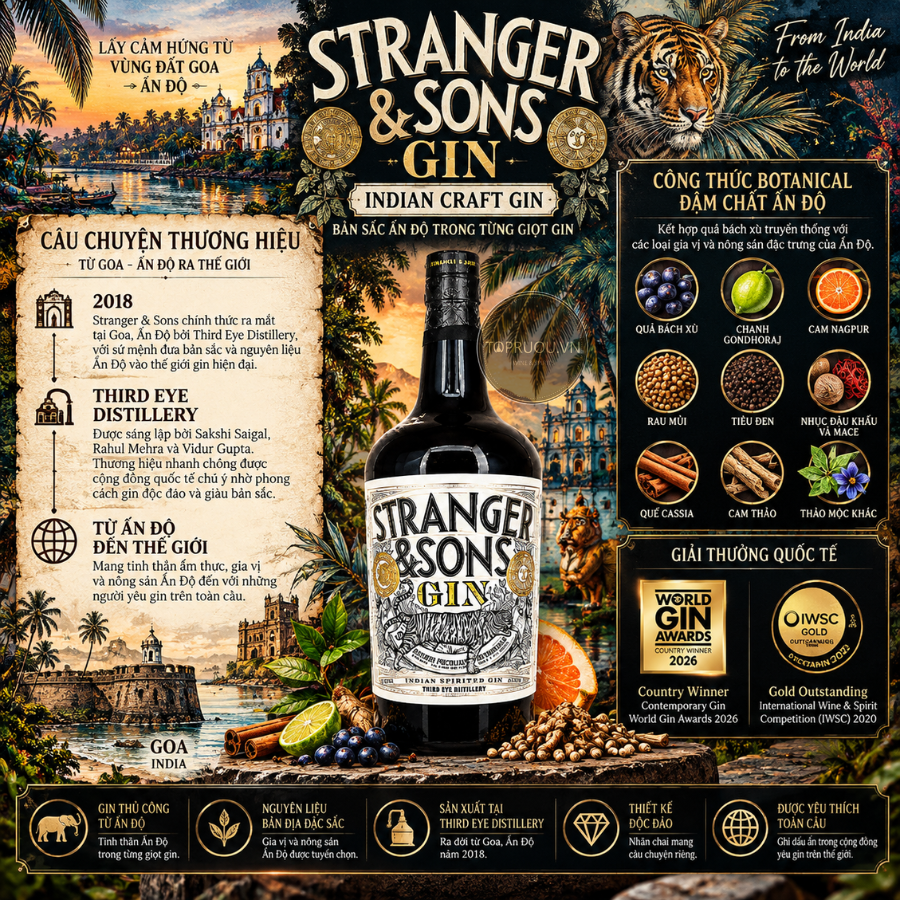 Gin Stranger & Sons - 700ml - 42,8% - Ấn Độ