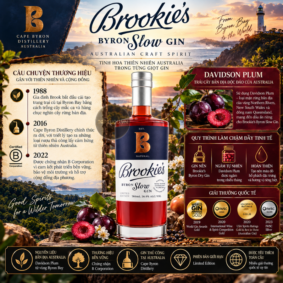 Gin Brookie's Byron Slow - 700ml - 26% - Úc