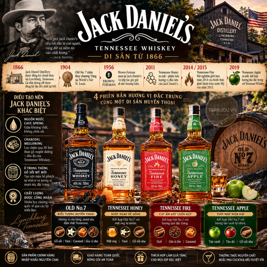Whisky Jack Daniel's Tennessee Fire - 700ml - 35% -Mỹ