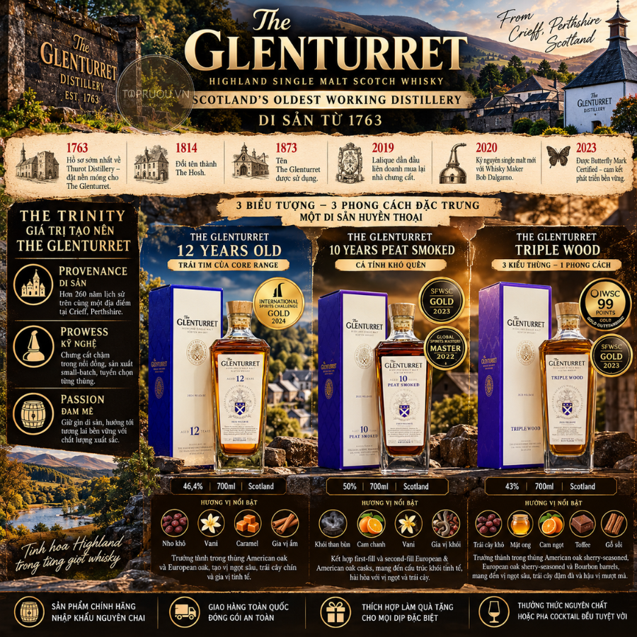 Whisky The Glenturret Triple Wood Single Malt - 700ml - 43% - Scotland