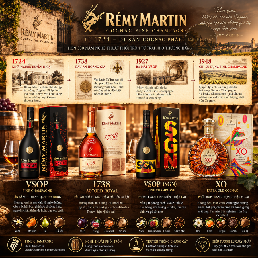 Cognac Remy Martin VSOP - 700ml - 40% - Pháp