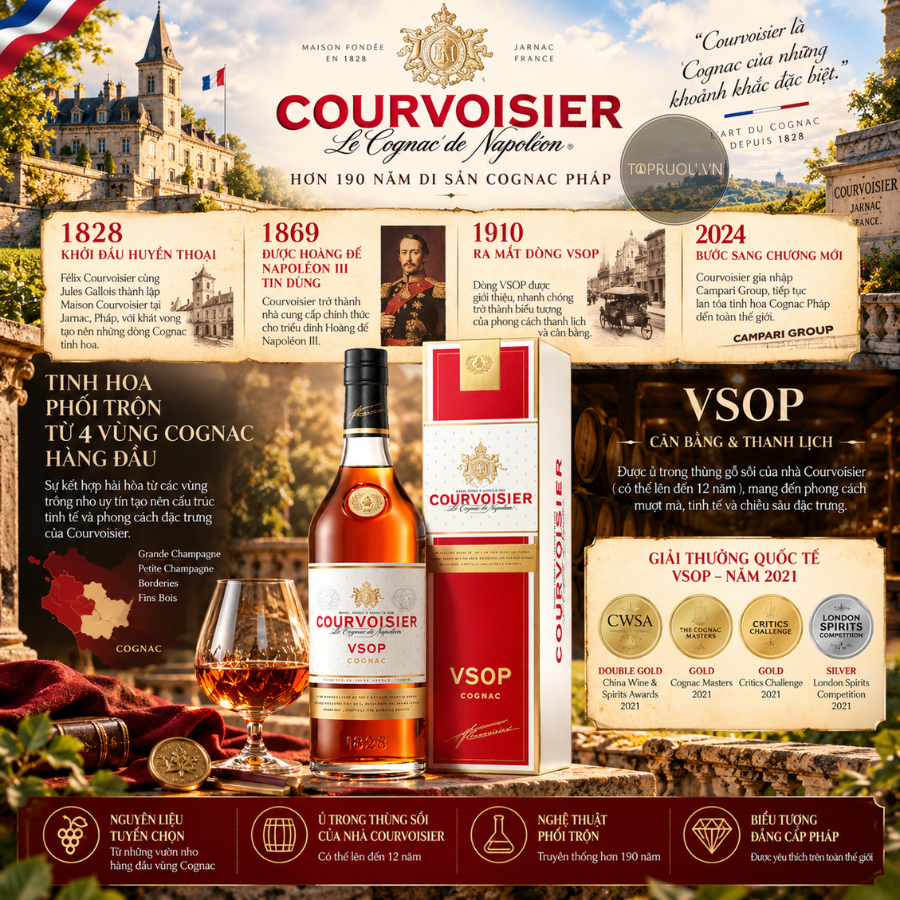 Cognac Courvoisier VSOP - 700ml - 40% - Pháp