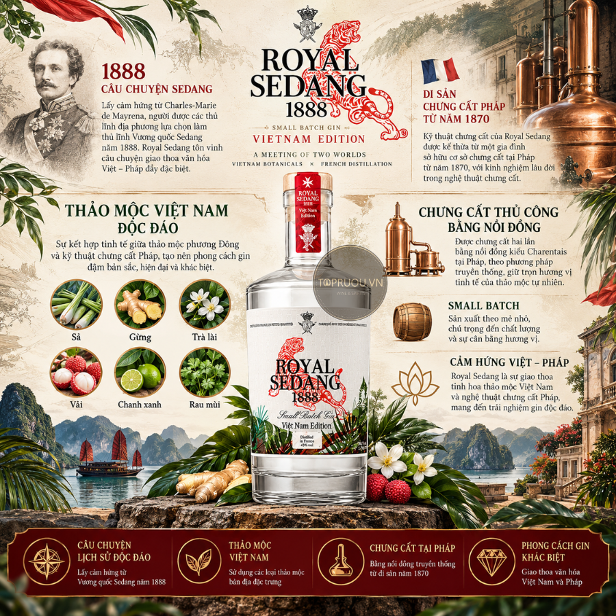 Gin Royal Sedang 1888 - 500ml - 42,2% - Việt Nam