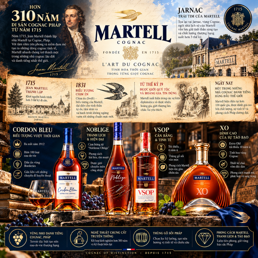 Cognac Martell Cordon Bleu - 700ml - 40% - Pháp