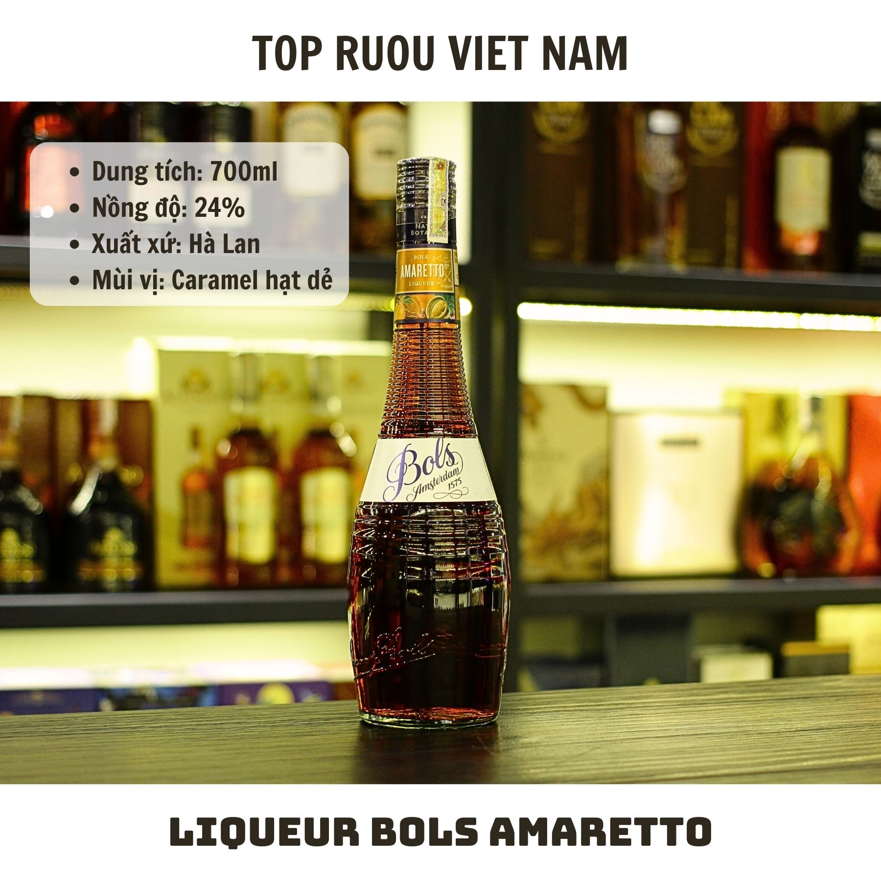 Liqueur Bols Amaretto - 700ml - 24% - Hà Lan