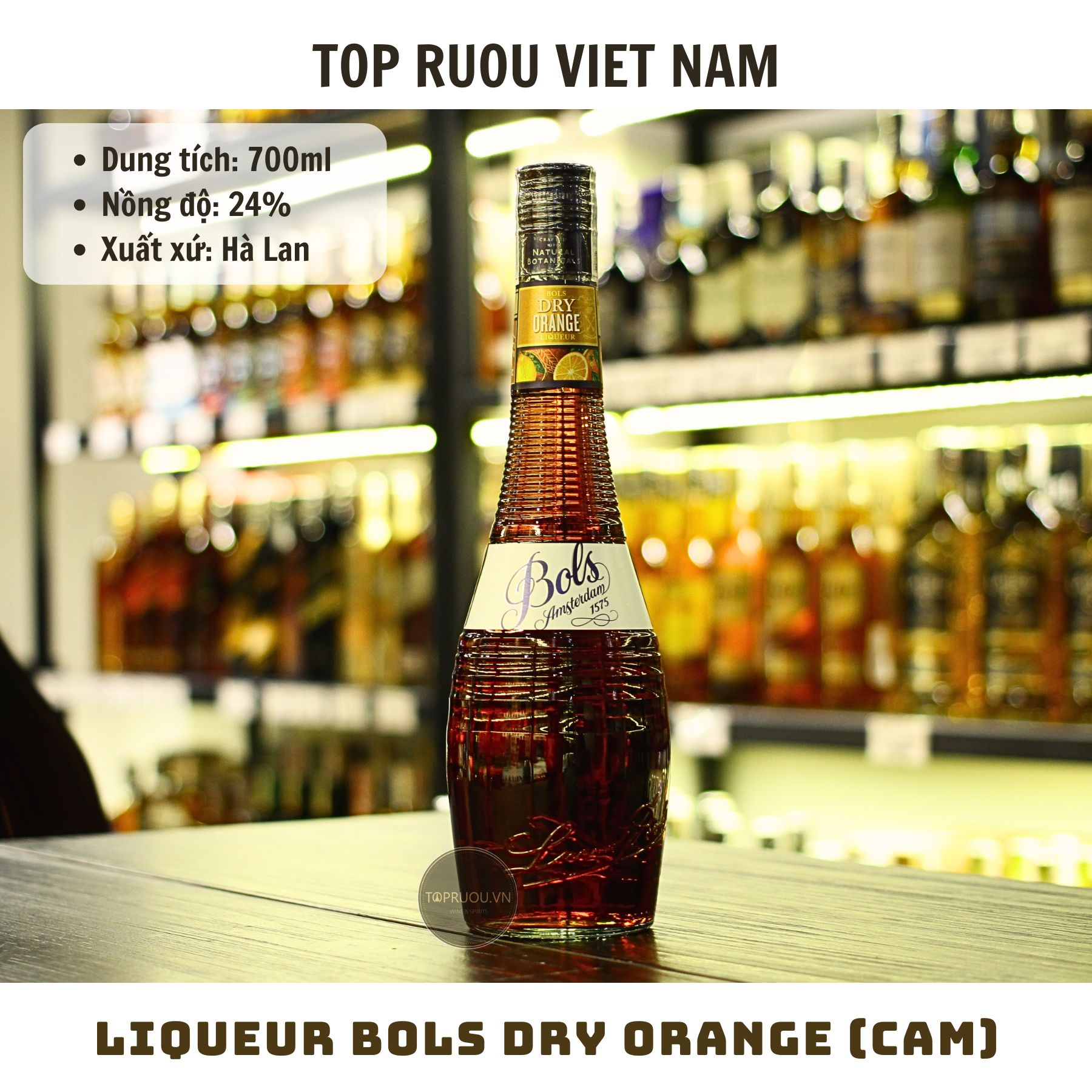 Liqueur Bols Dry Orange (Cam) - 700ml - 24% - Hà Lan