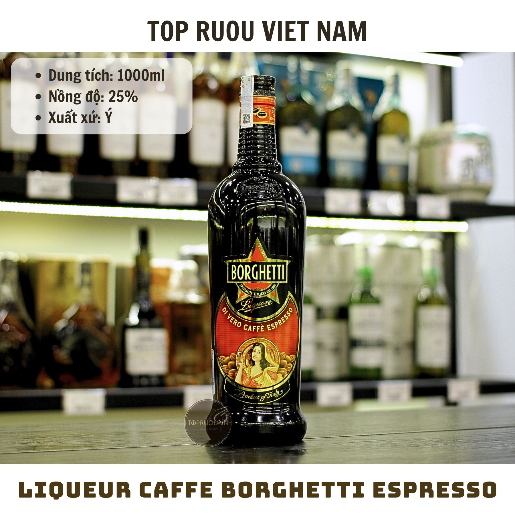 Liqueur Caffe Borghetti Espresso - 1000ml - 25% - Ý