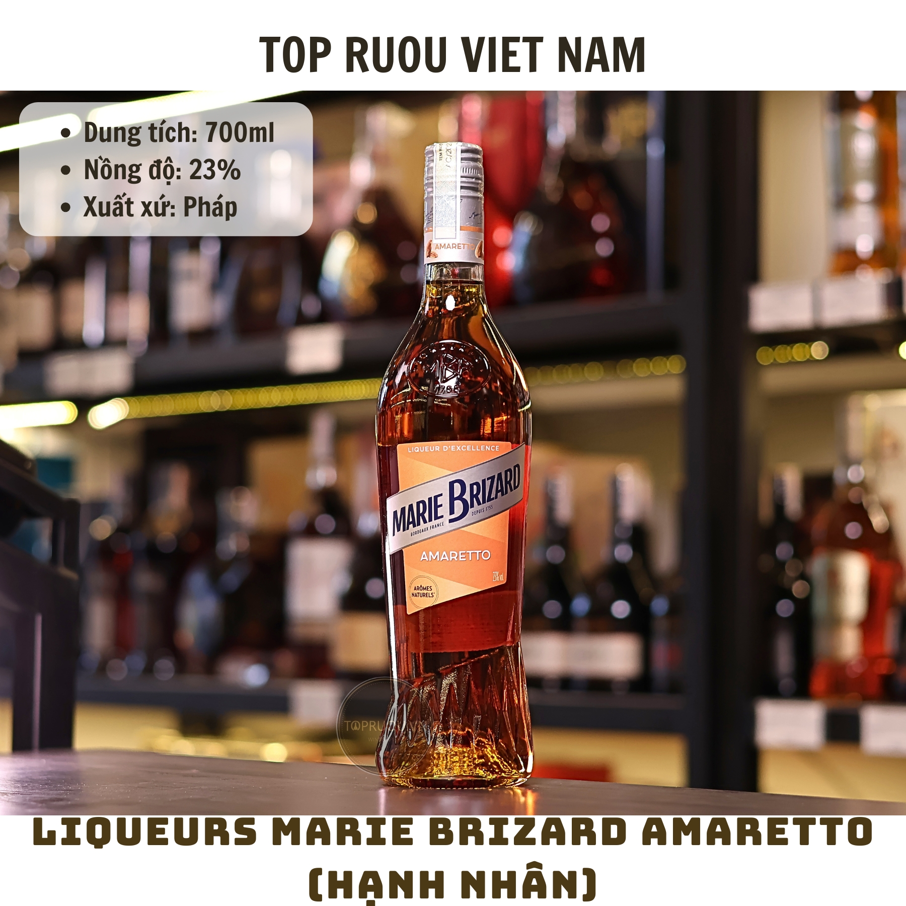 Liqueurs Marie Brizard Amaretto (Hạnh Nhân) - 700ml - 23% - Pháp