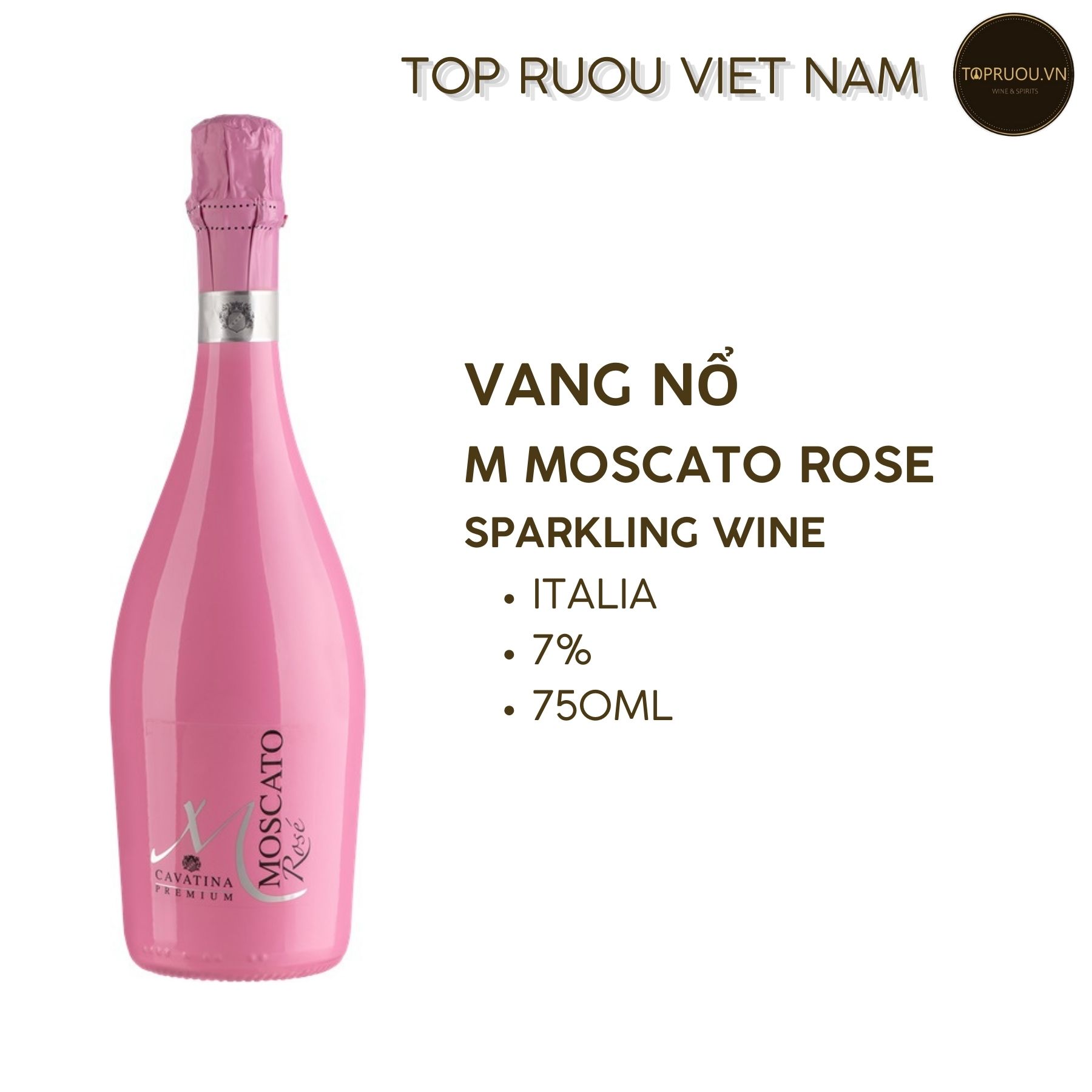 Vang Nổ Sparkling Cavatina Moscato Rose - Italia - Moscato - 7% - 750ml