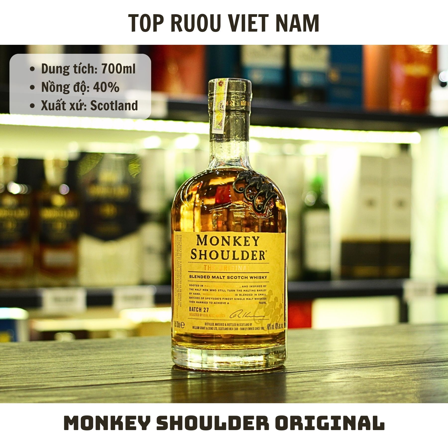 Whisky Monkey Shoulder Original Blended Malt - 700ml - 40% - Scotland