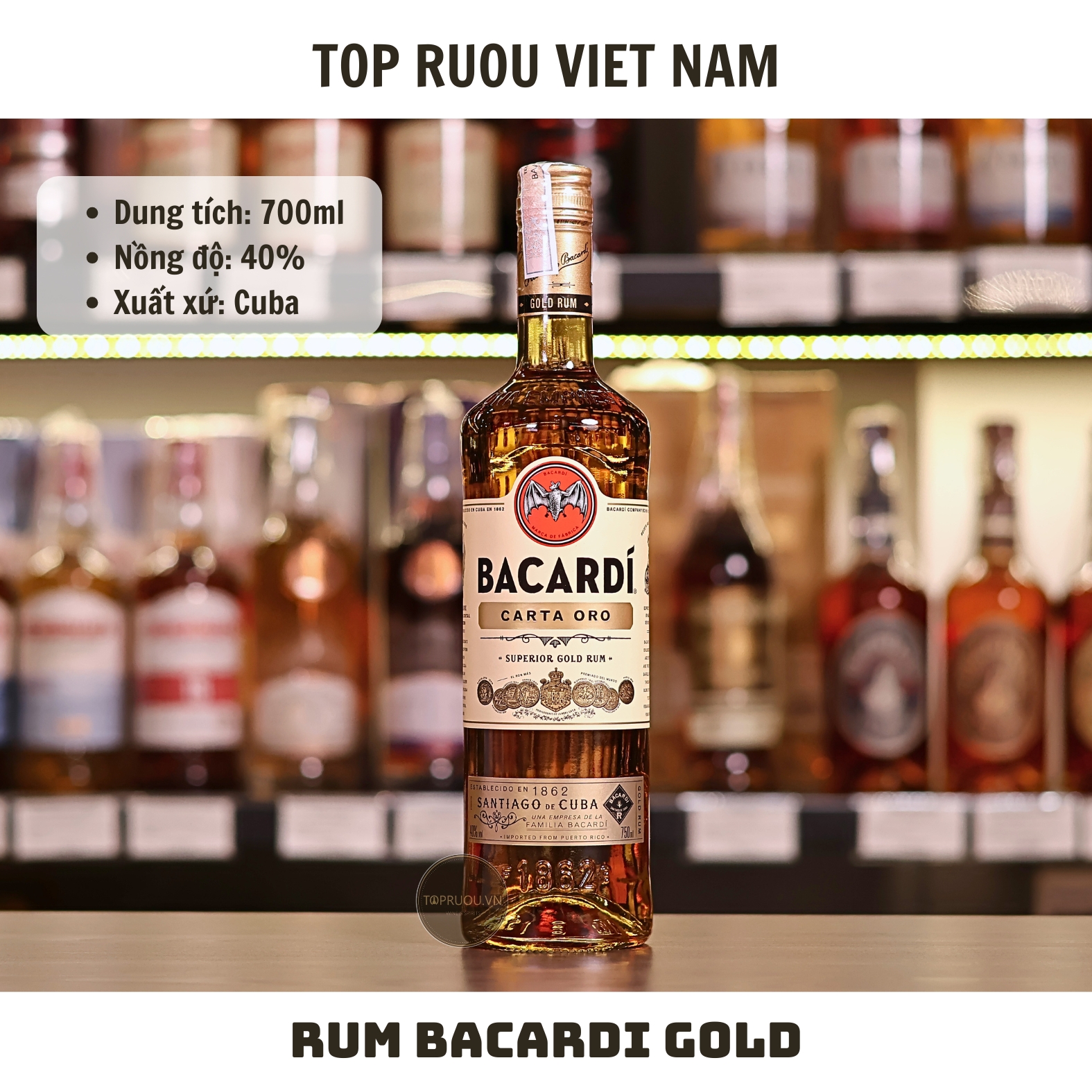 Rum Bacardi Gold - 700ml - 40% - Cuba
